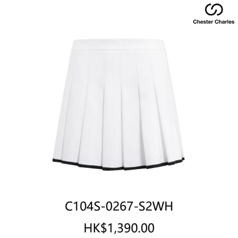 Chân váy xếp ly trắng viền đen