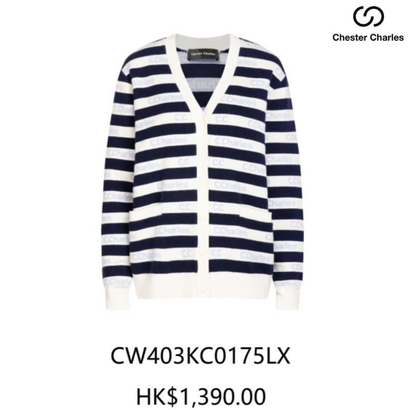 CDG kẻ đen trắng chữ xanh