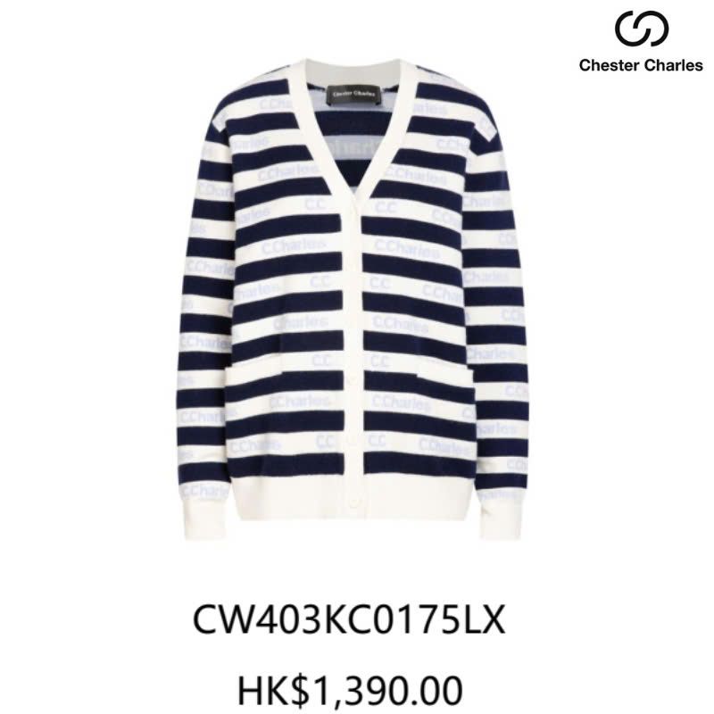CDG kẻ đen trắng chữ xanh