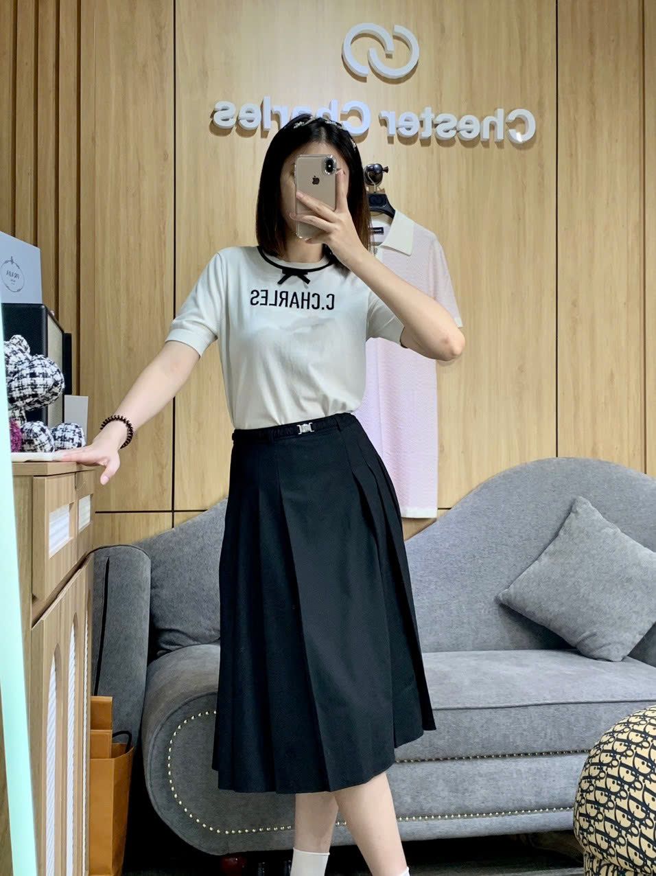Chân váy dài - đai cài đính đá nhỏ