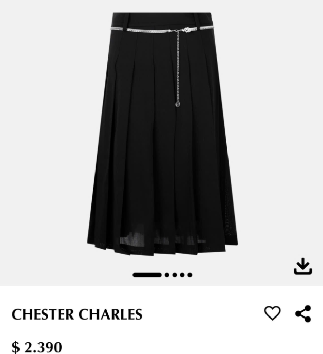 Chân váy đen dài xếp ly kèm Belt KL