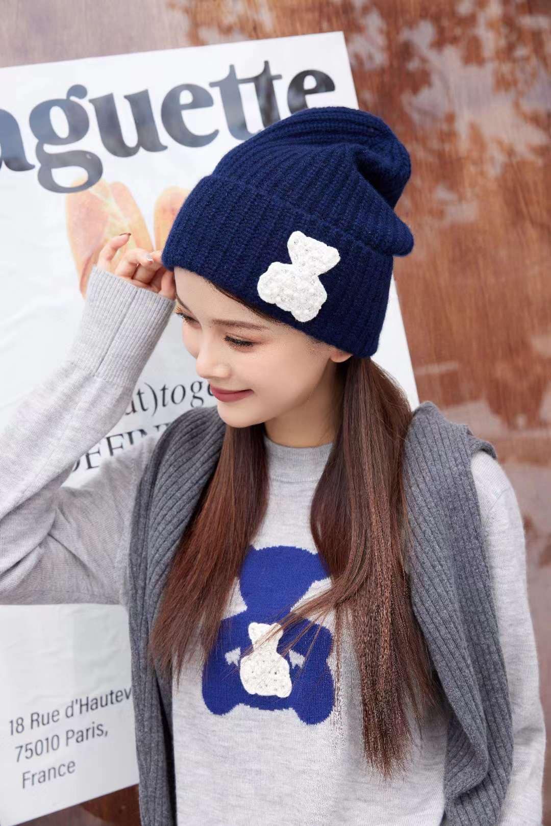 Mũ len gấu trắng