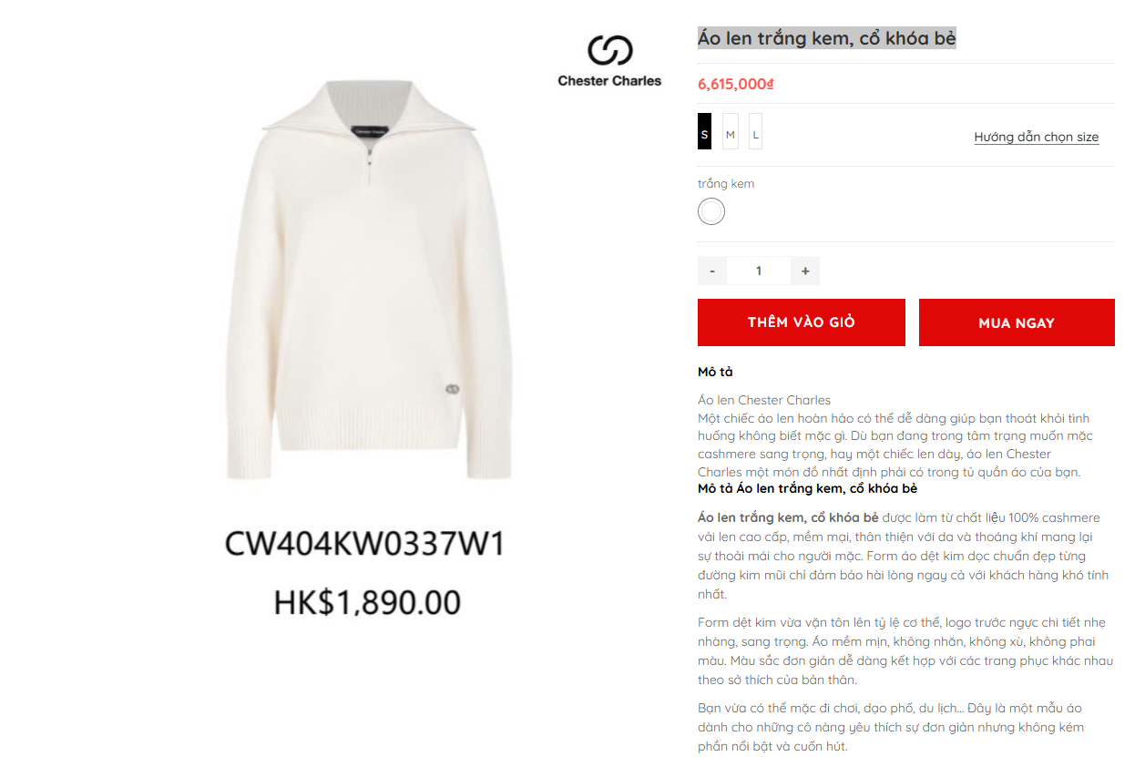 Áo len trắng kem, cổ khóa bẻ