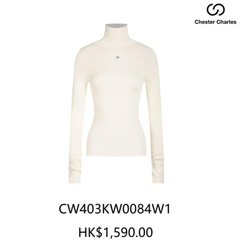 Áo len trắng cổ lọ CC
