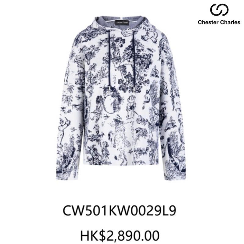 Áo hoodie họa tiết trắng xanh
