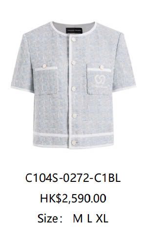 Áo tweed 2 túi ngực - xanh nhạt viền trắng