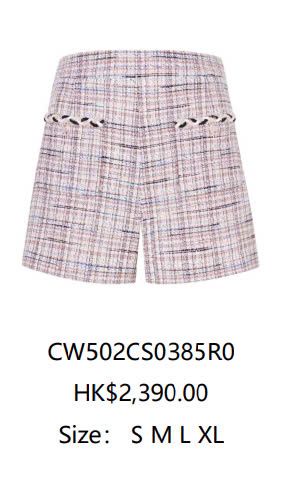 Quần short dạ tweed hồng kẻ