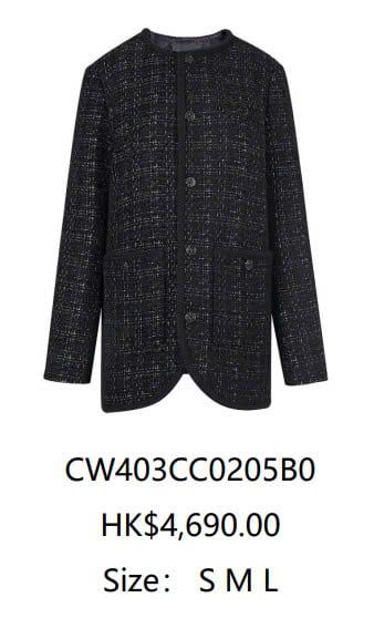 Áo tweed đen dáng dài vạt chéo
