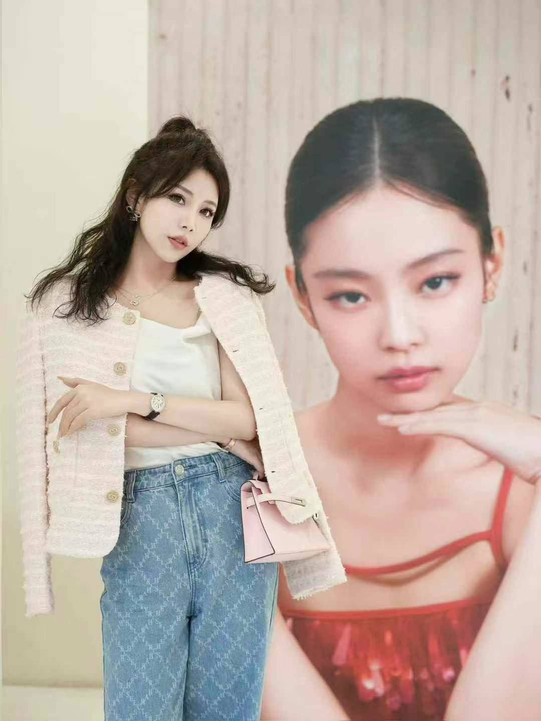 Áo Twed Hồng - Nút đồng