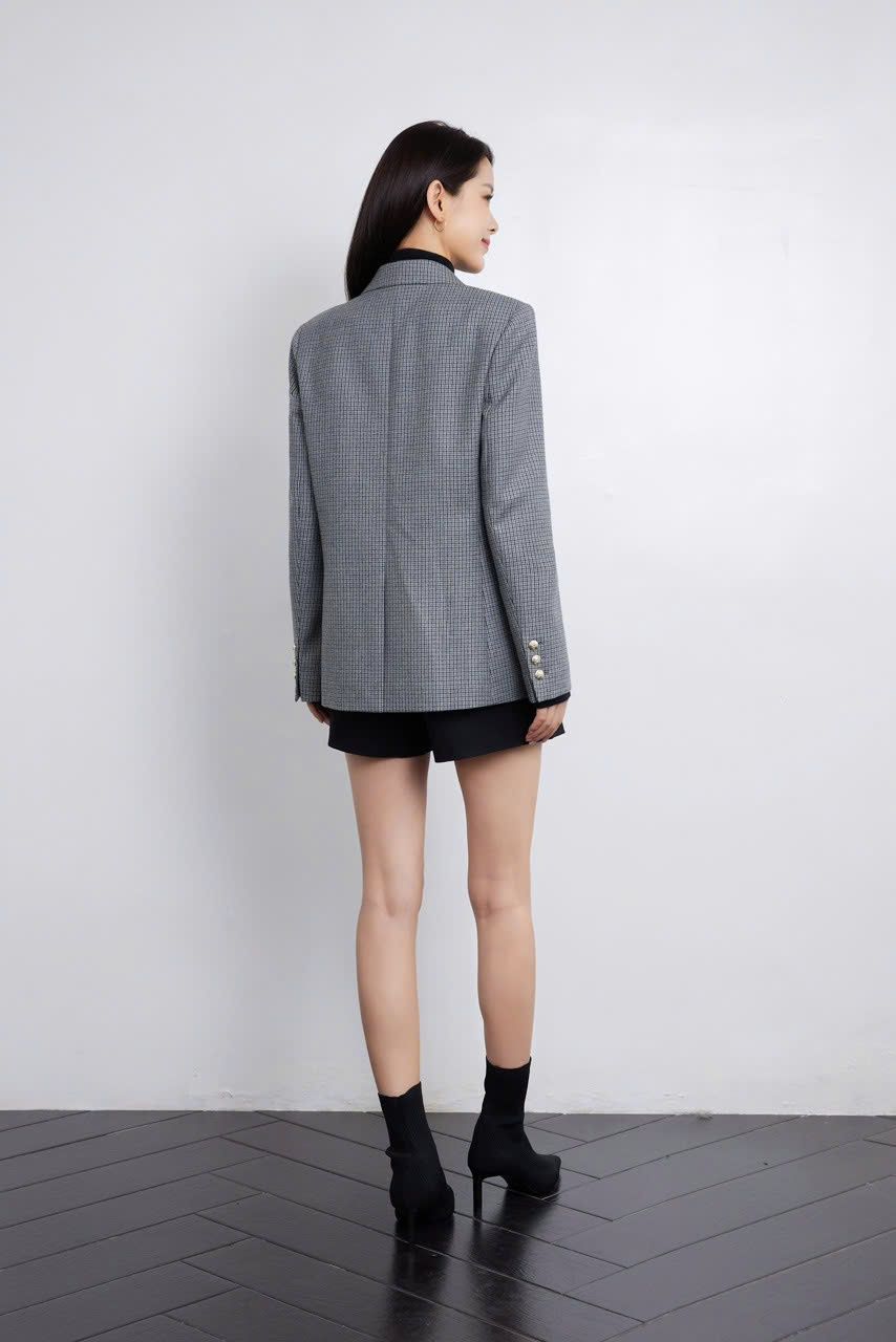 Áo vest kẻ caro - 2 túi