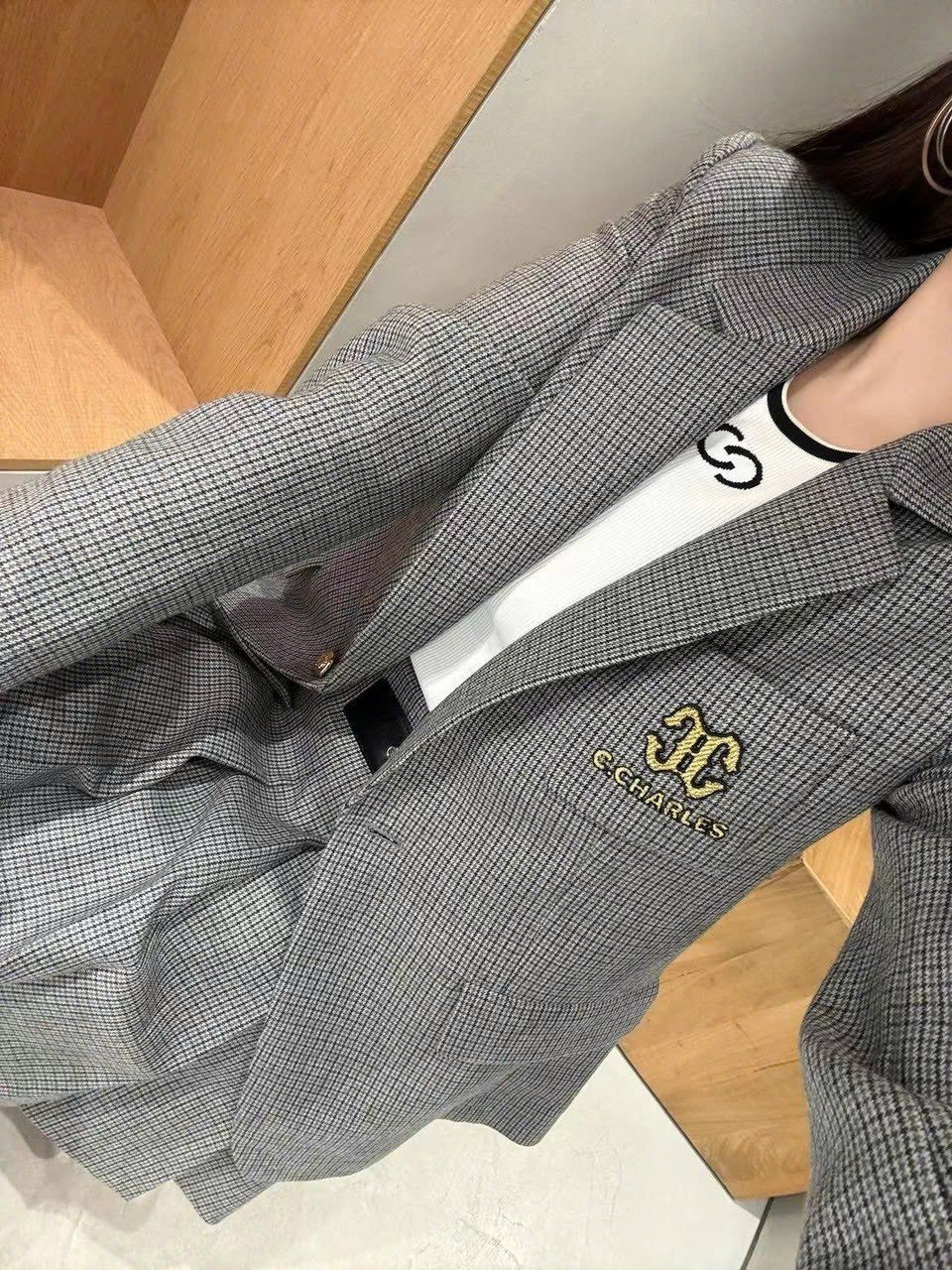 Áo vest kẻ caro - 2 túi