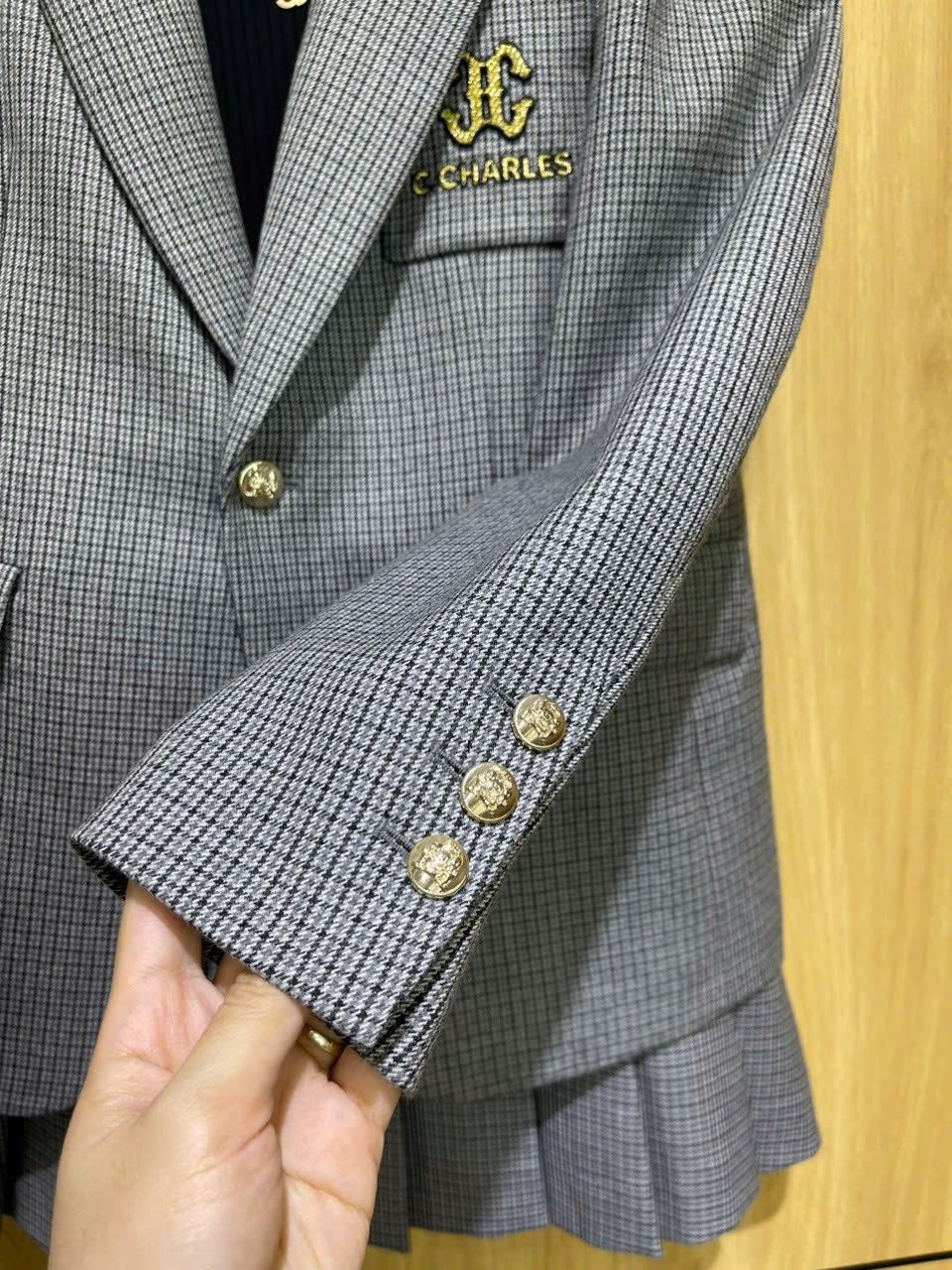 Áo vest kẻ caro - 2 túi