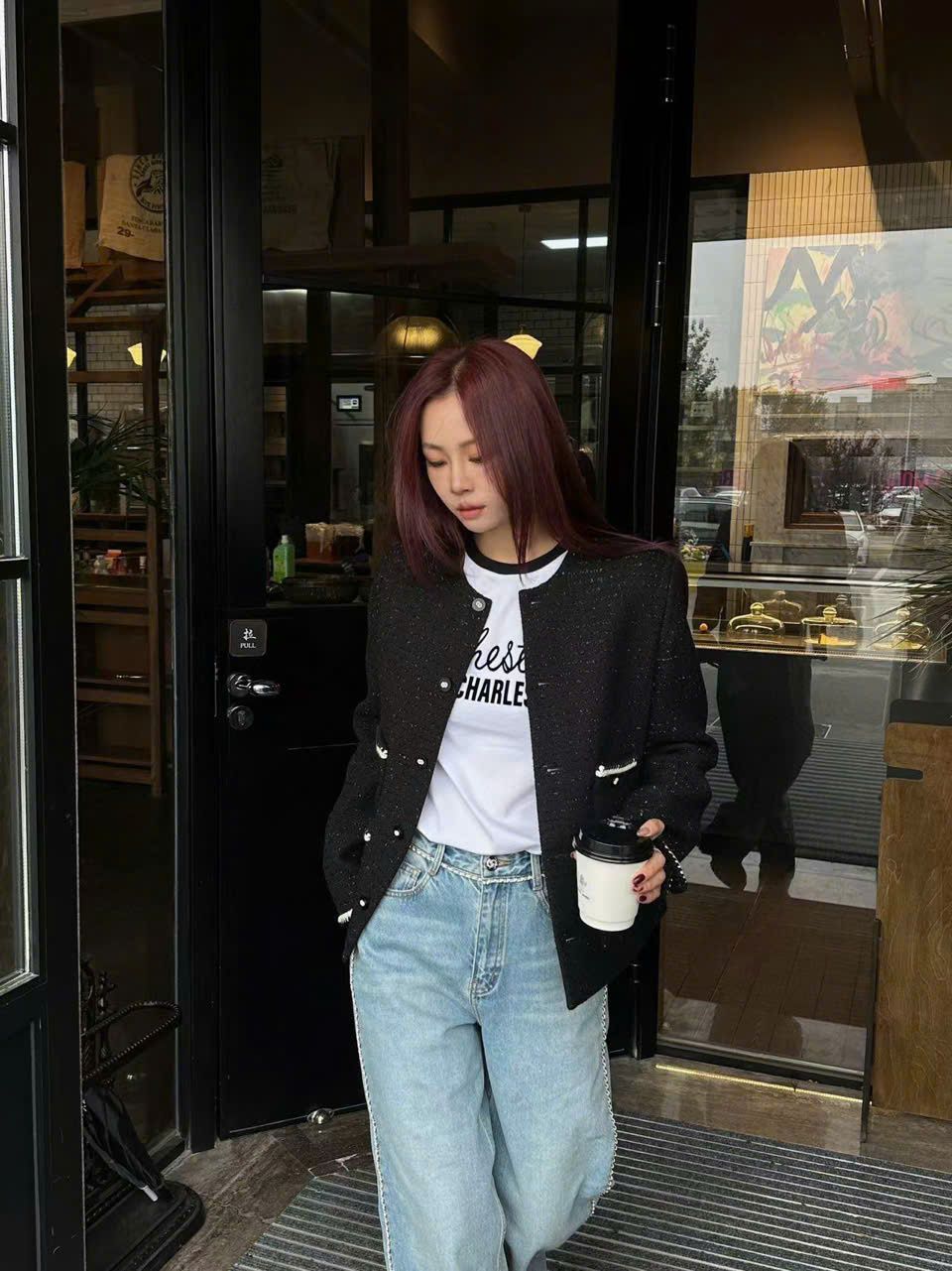 Áo dạ tweed đen blink - 4 túi