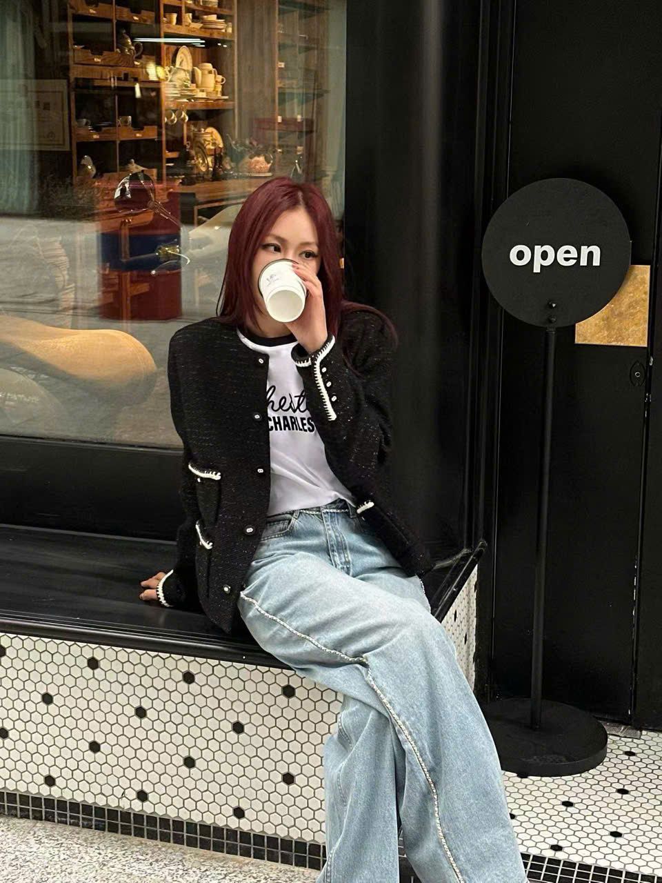 Áo dạ tweed đen blink - 4 túi