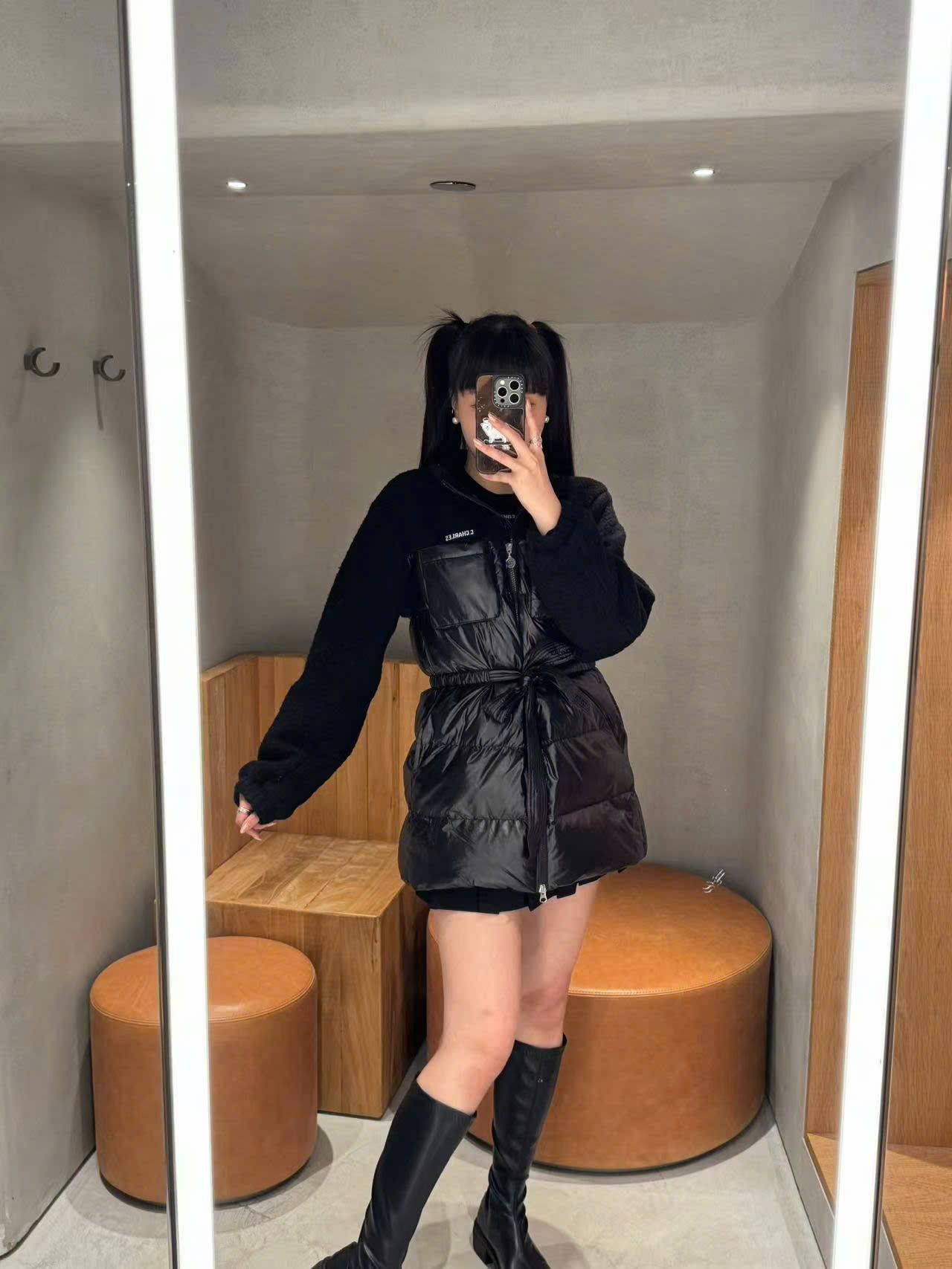 Phao len dáng dài có đai liền