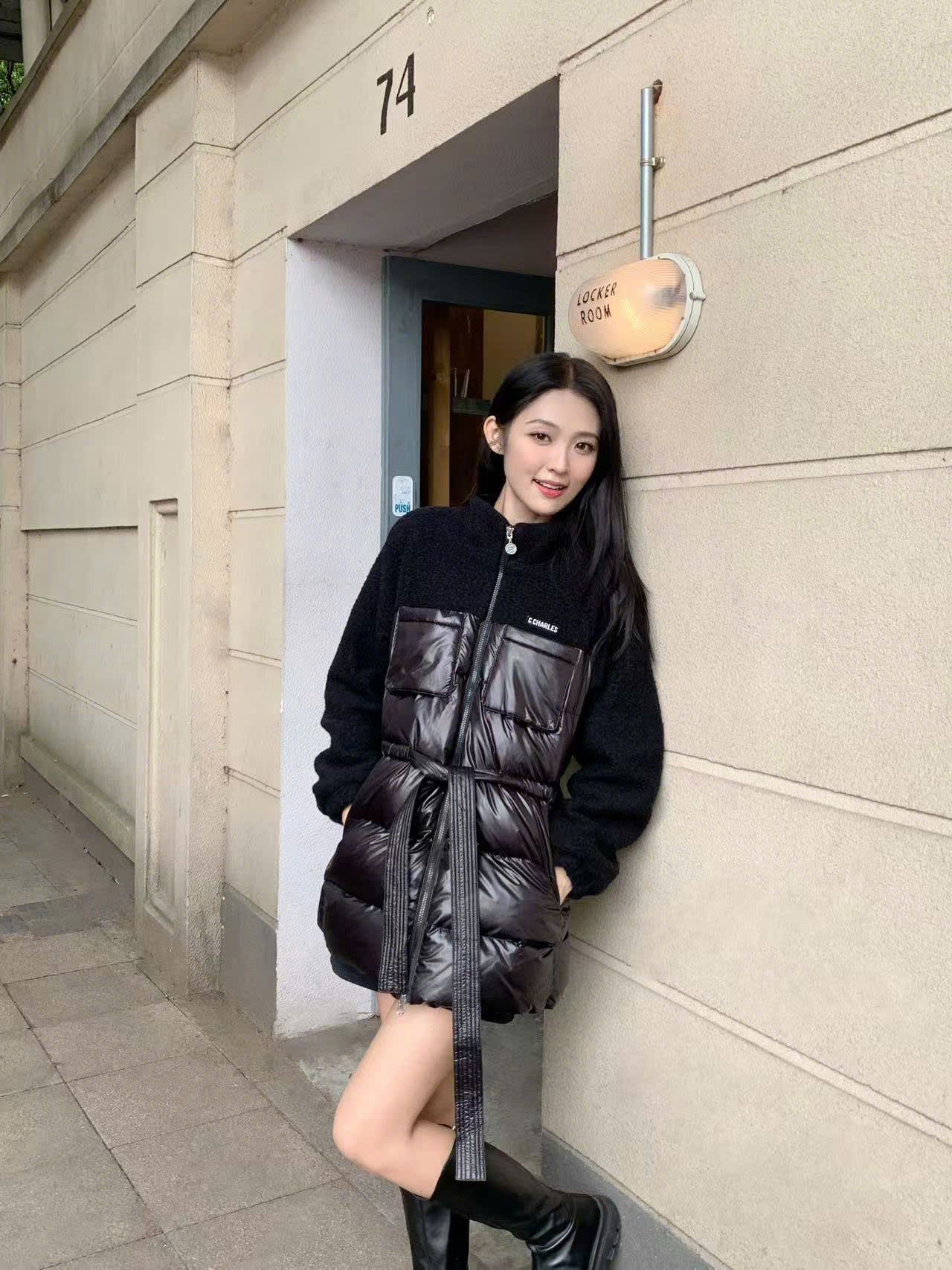 Phao len dáng dài có đai liền