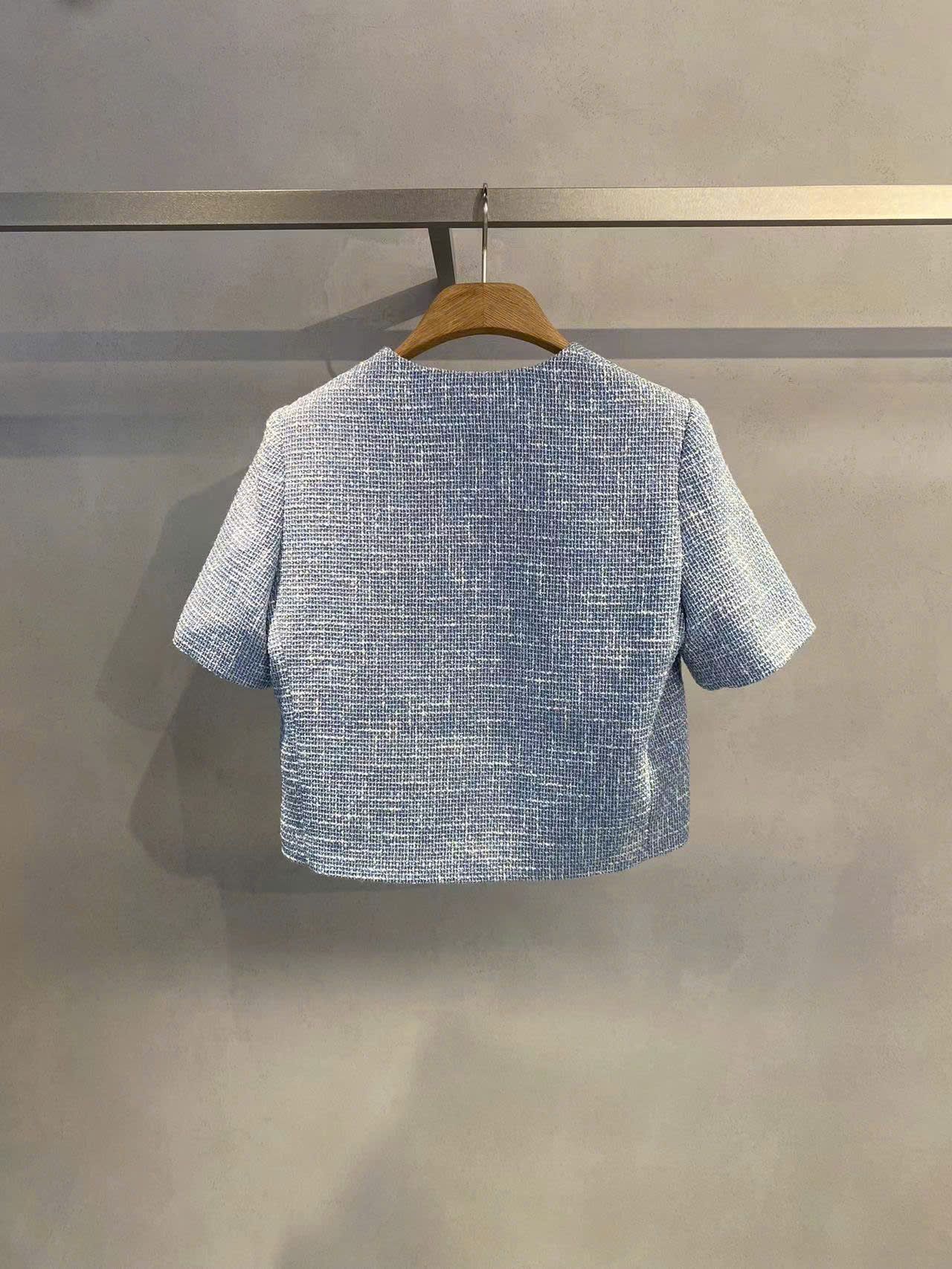 Áo denim ngắn tay, 2 túi ngực