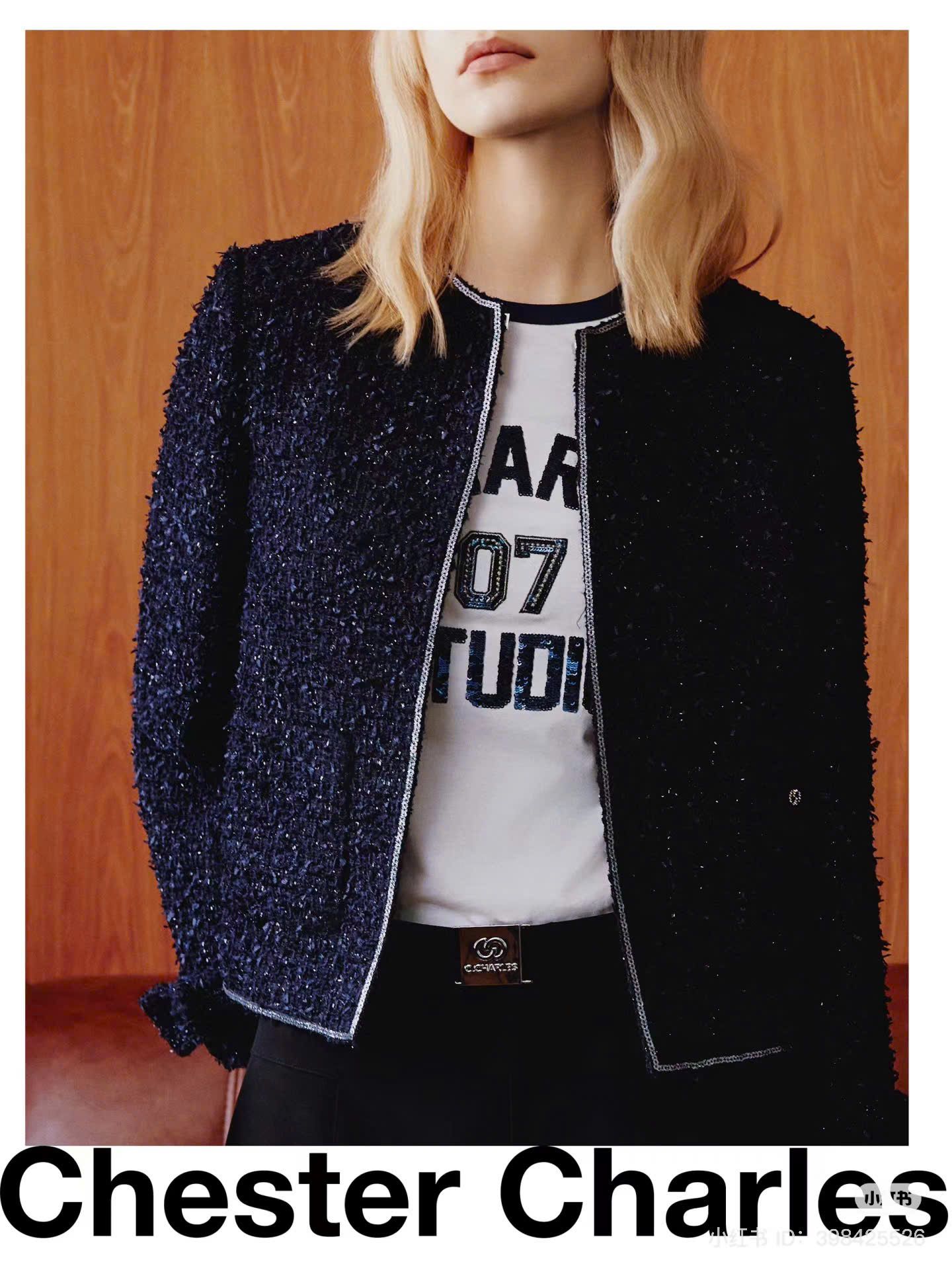 Áo dạ tweed đen. tay nơ