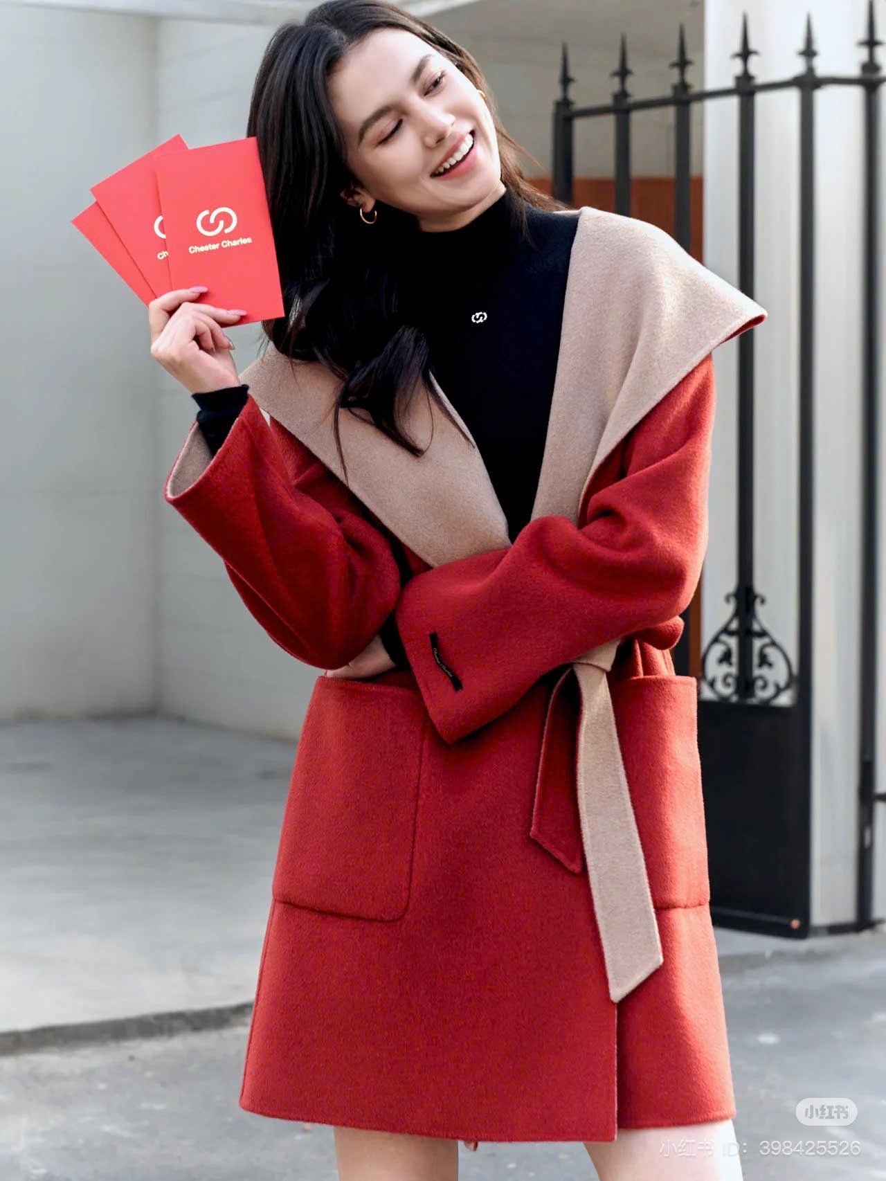 Áo dạ đỏ 2 mặt