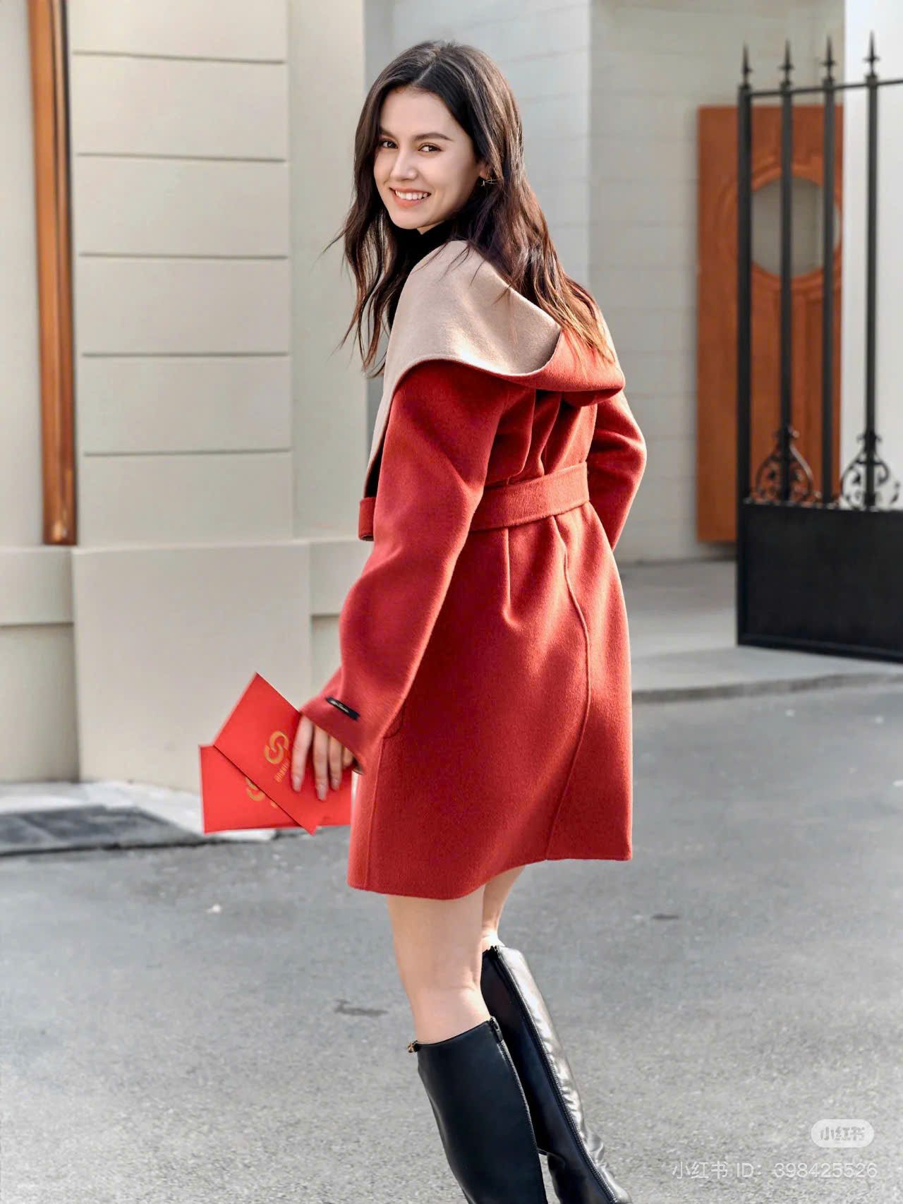 Áo dạ đỏ 2 mặt