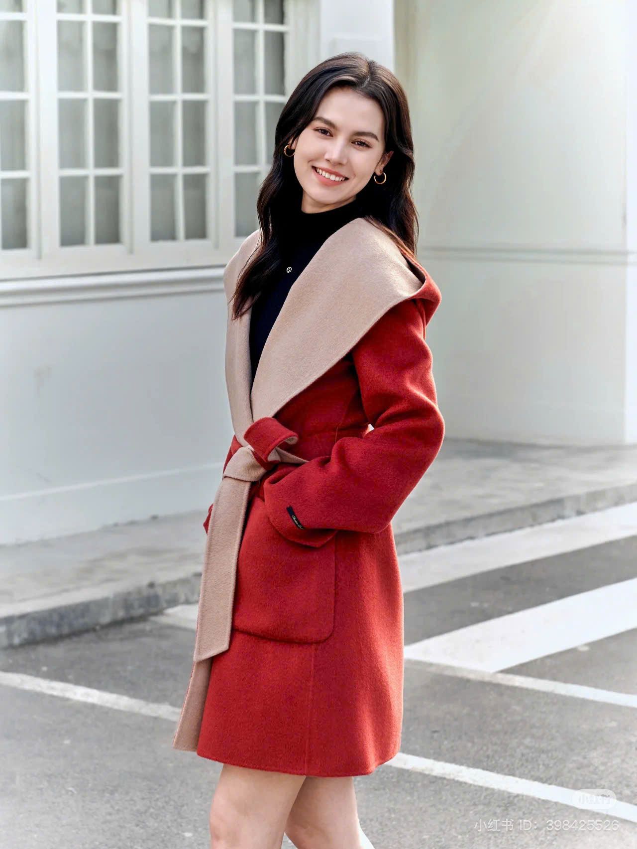 Áo dạ đỏ 2 mặt