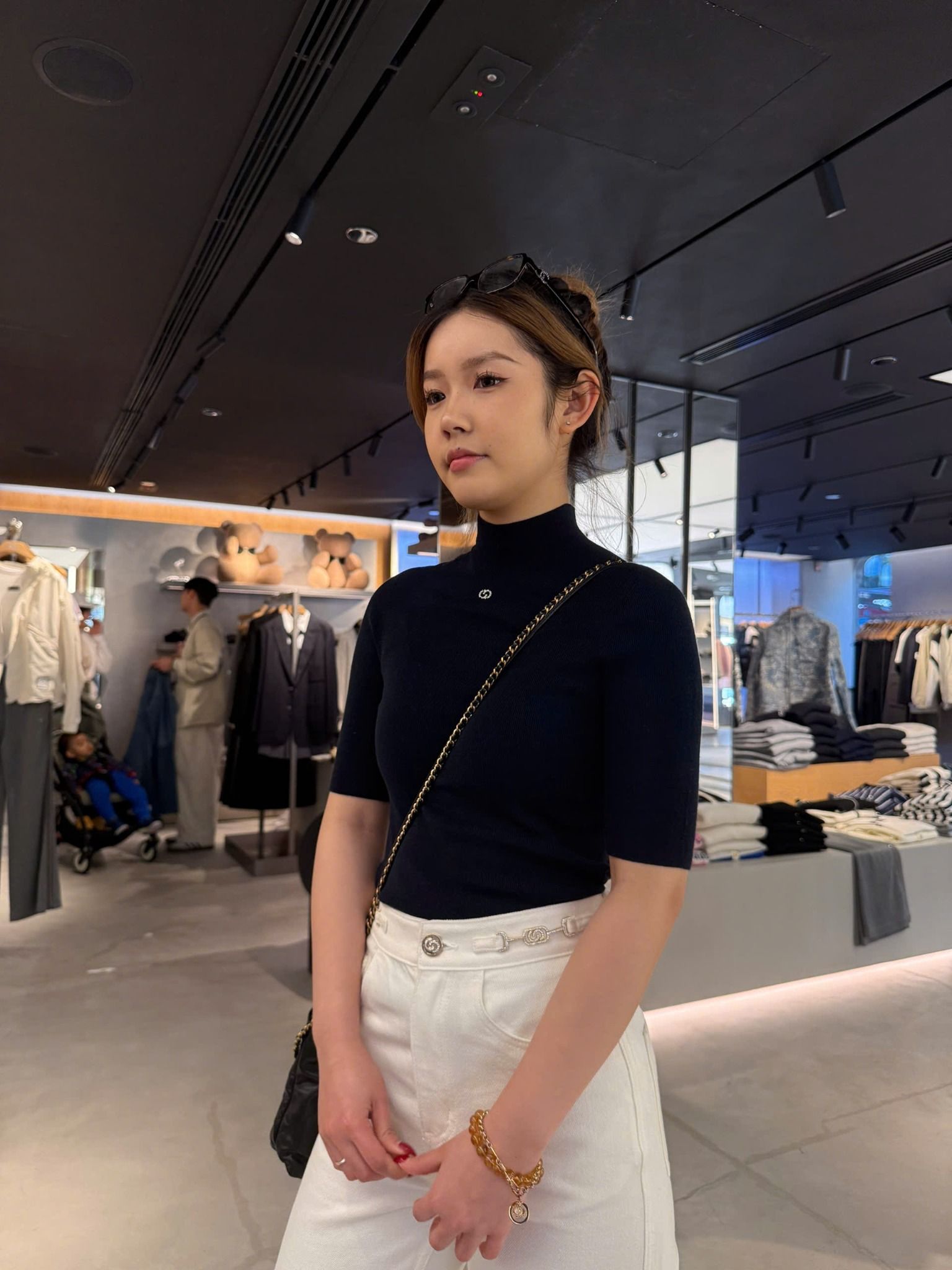 Áo len ngắn tay cổ lọ - Navy