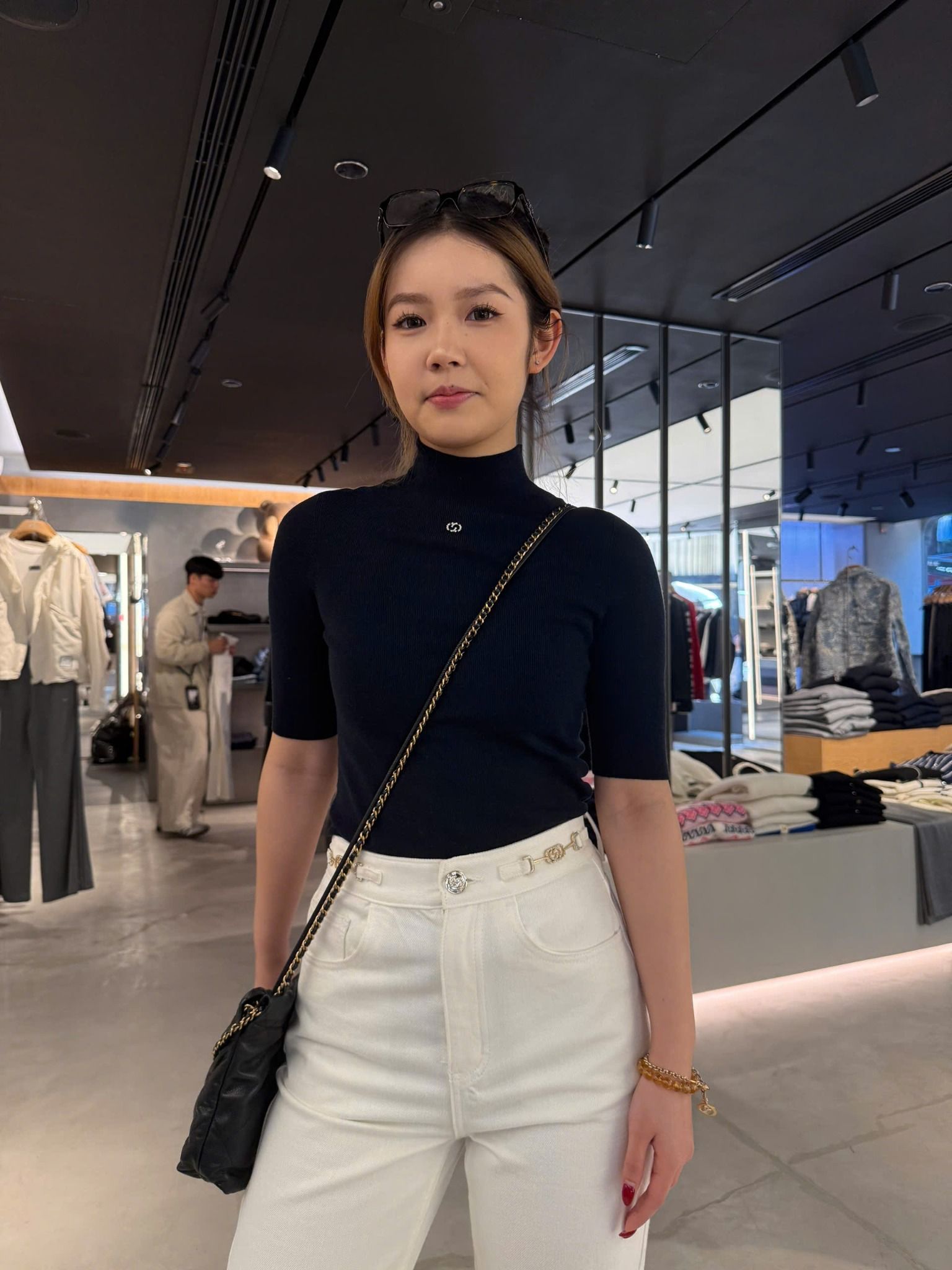 Áo len ngắn tay cổ lọ - Navy