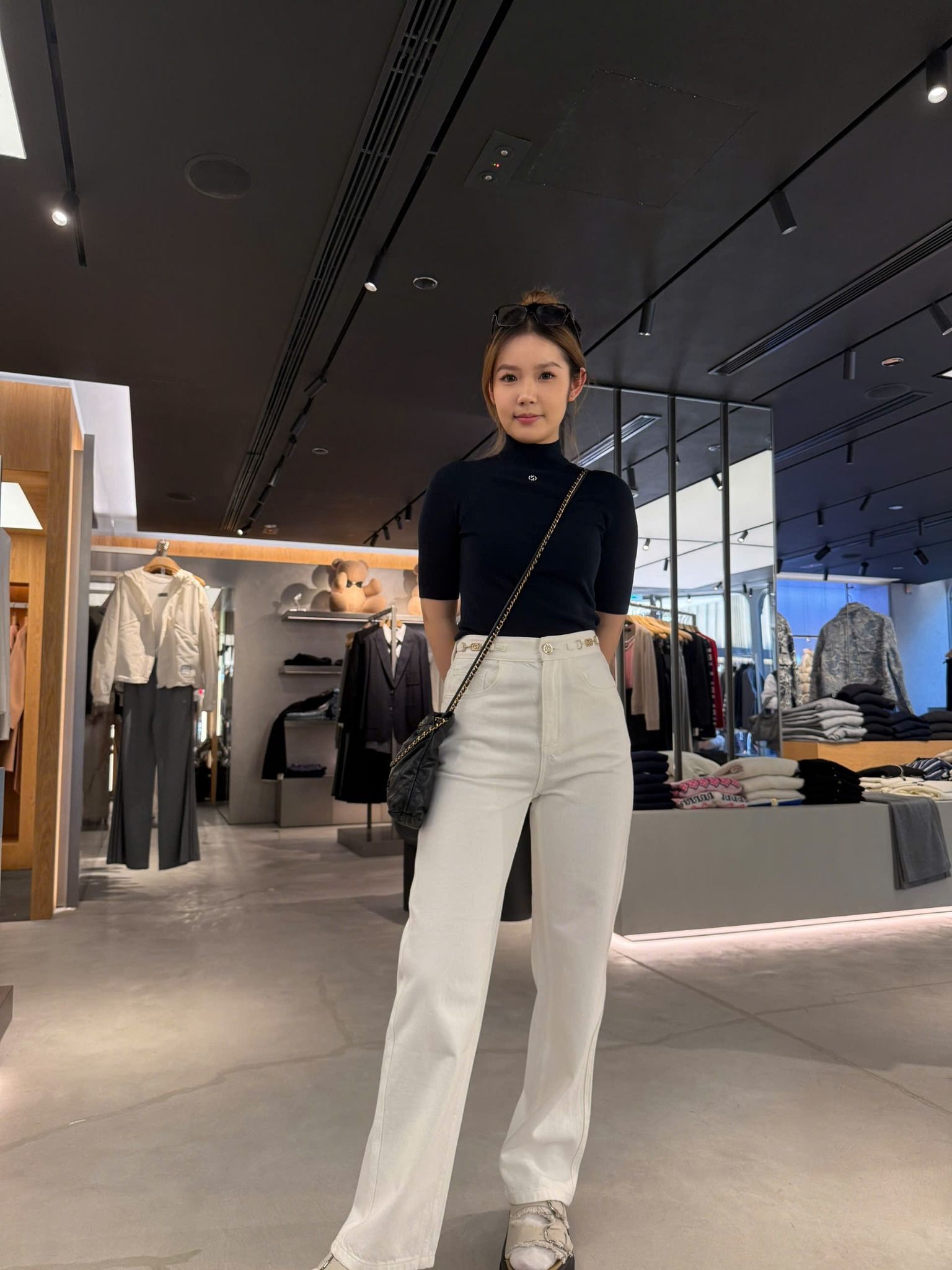 Áo len ngắn tay cổ lọ - Navy