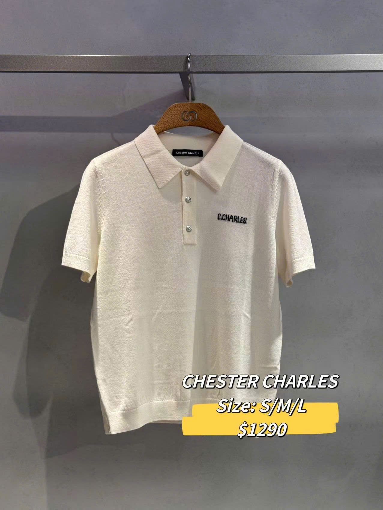 POLO trắng be chữ Chester ngực trái