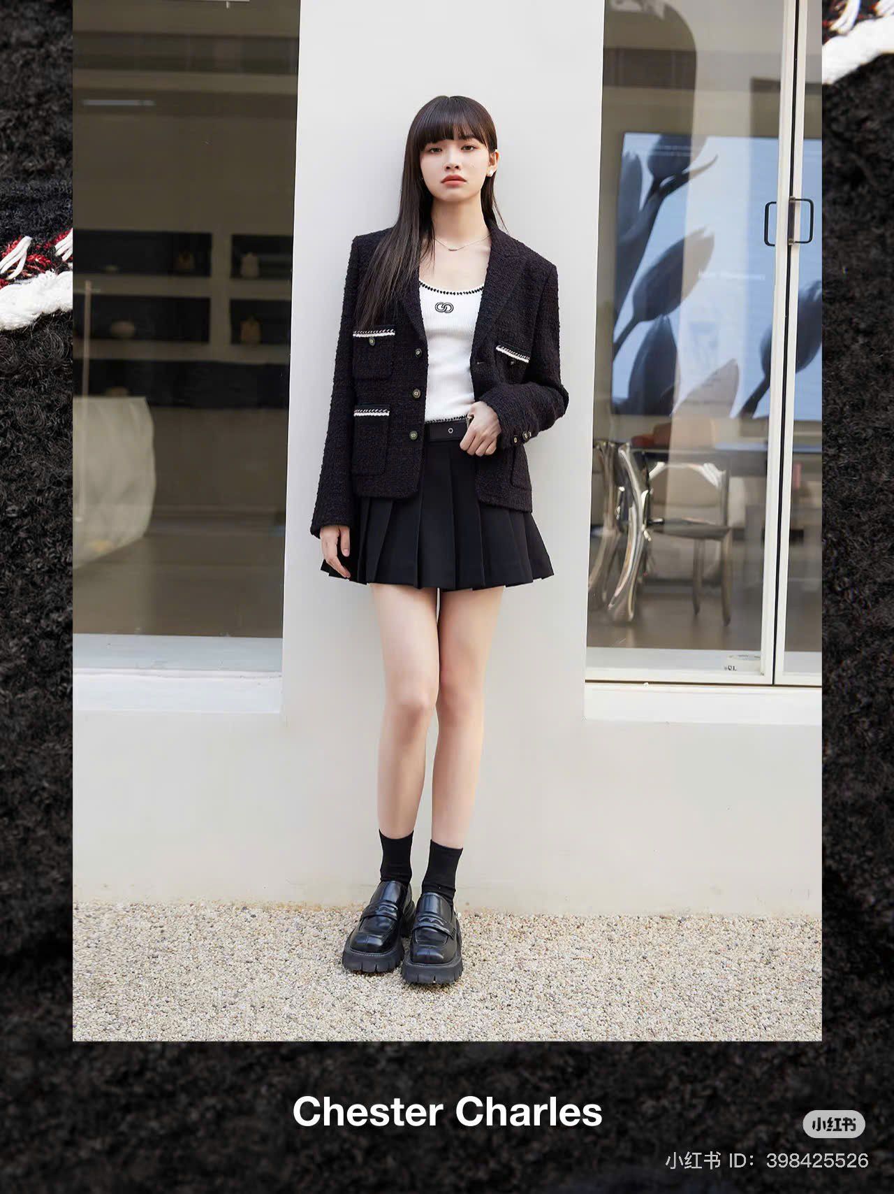Áo dạ tweed-túi viền trắng