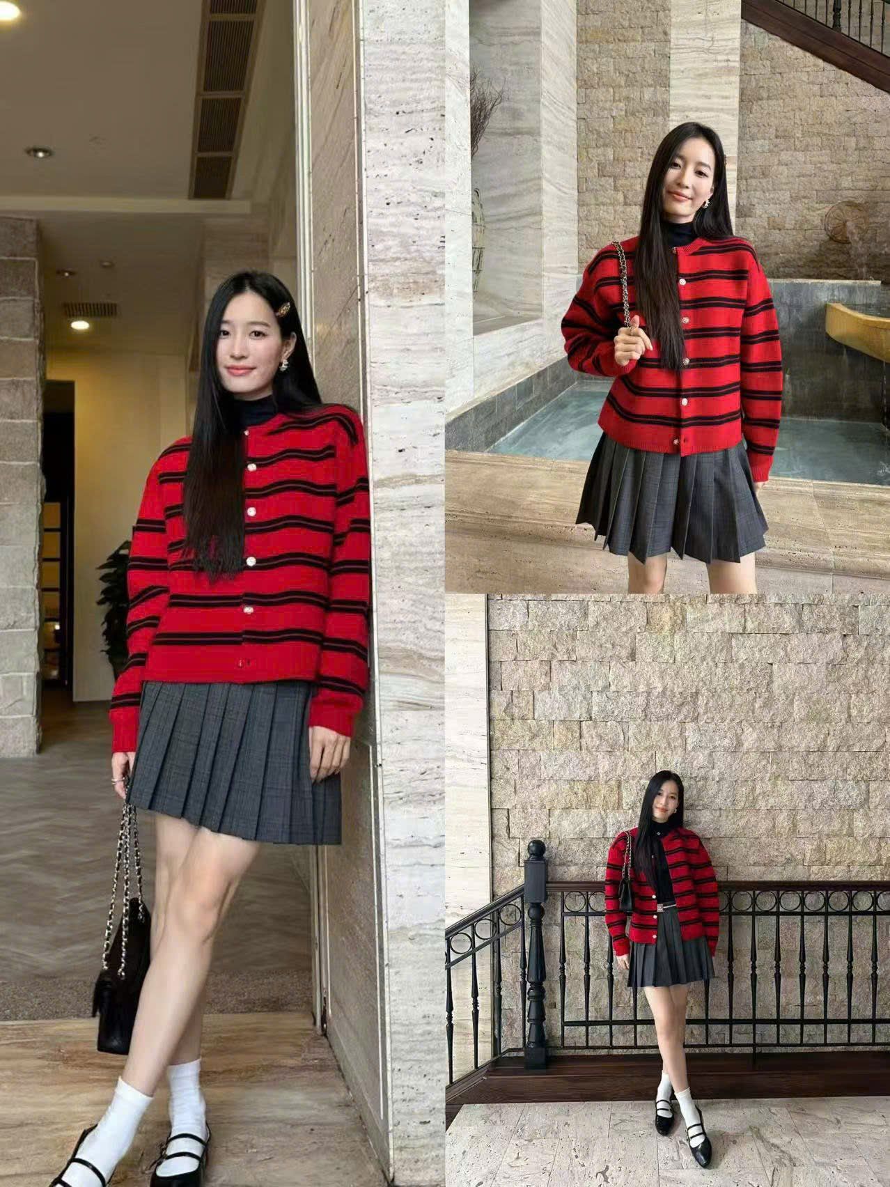 CDG đỏ kẻ ngang đen