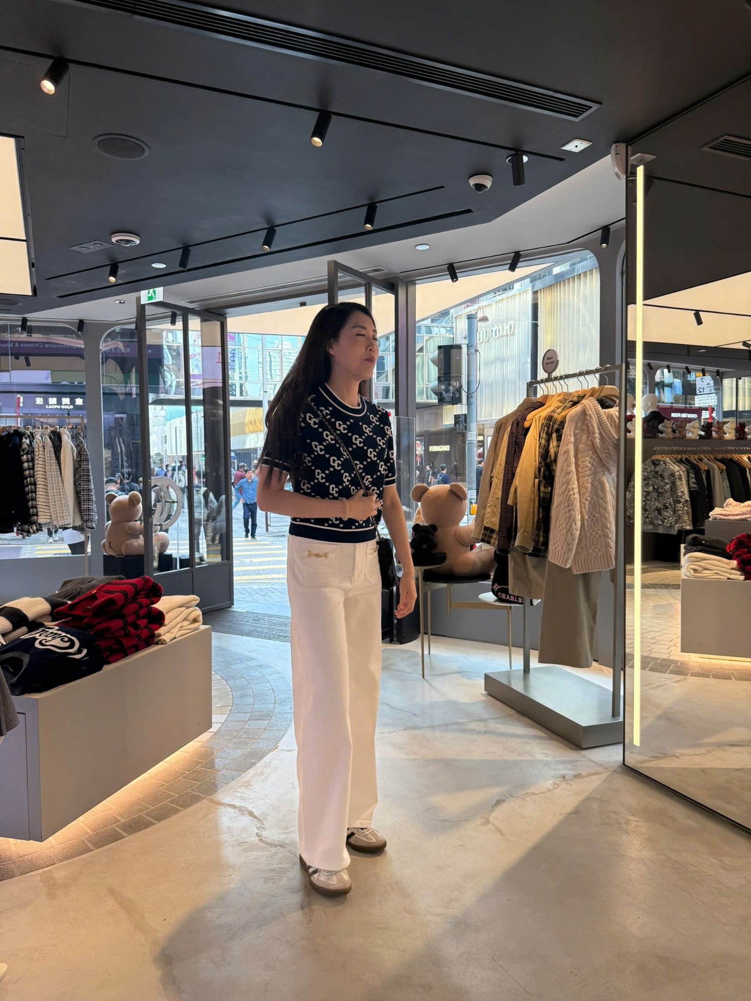 Áo len ngắn tay full logo - xanh navy