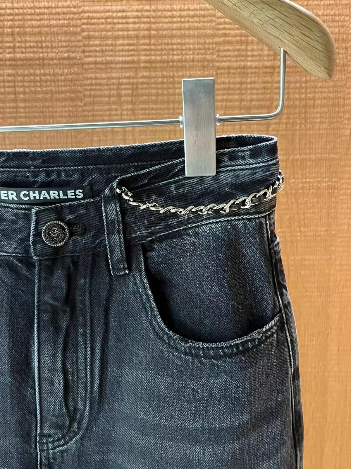 Quần jean mài kèm belt
