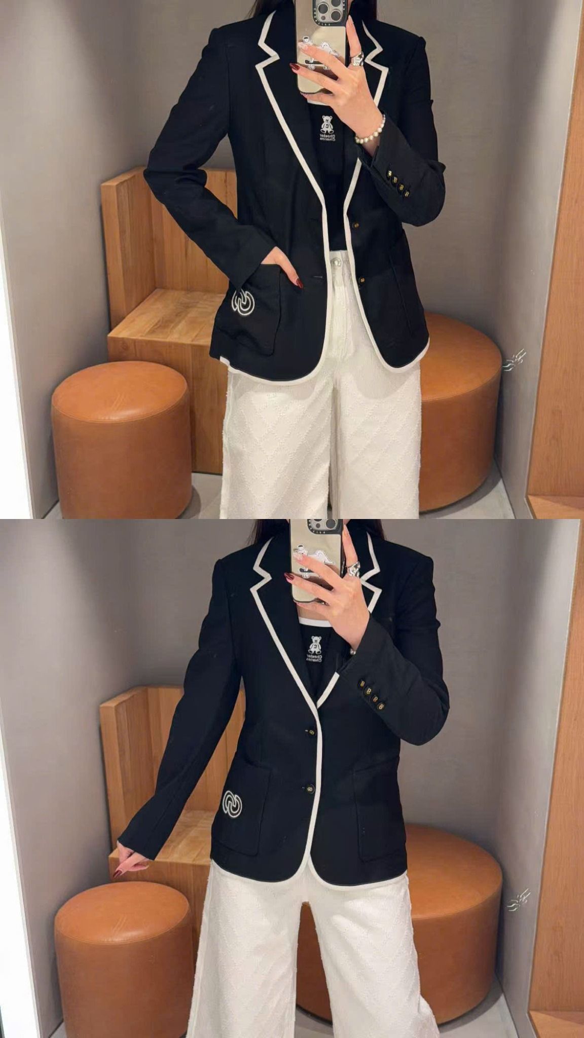 Áo Vest đen viền trắng