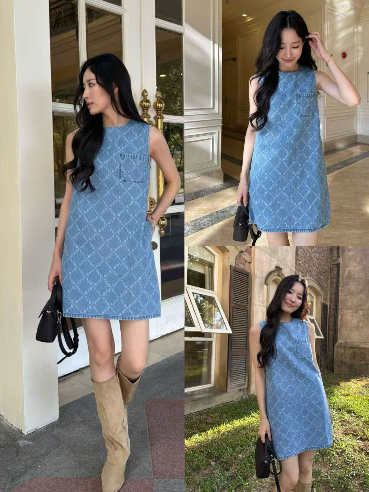 Váy Jean liền hình trám