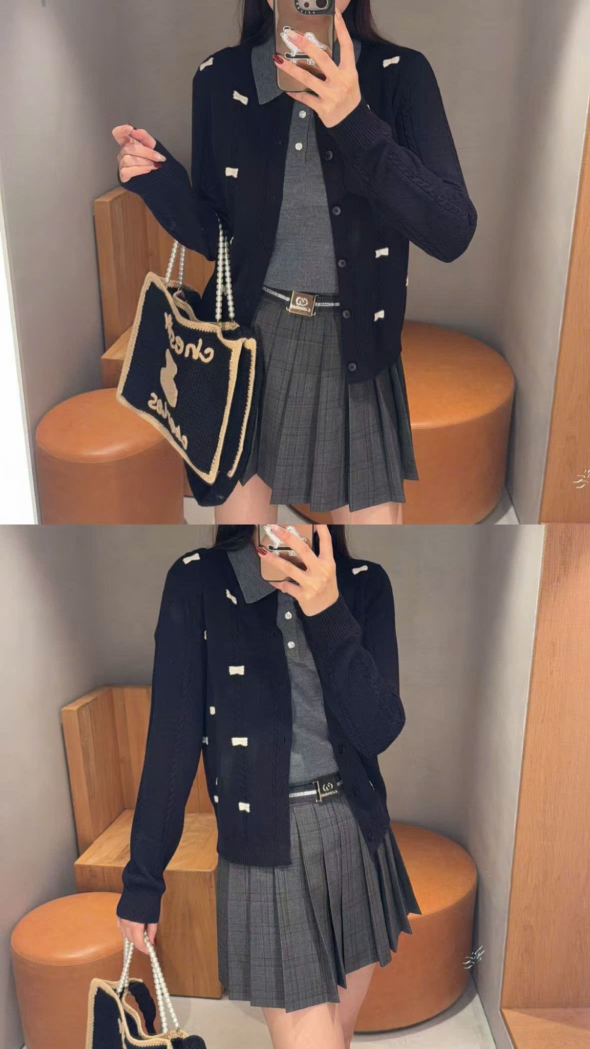CDG đen nơ trắng