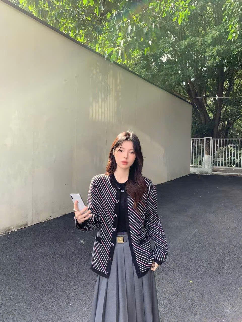 CDG kẻ chéo 2 túi logo CC