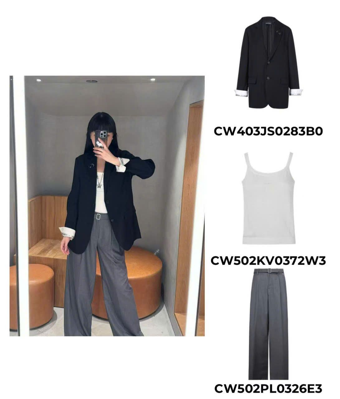 Áo Blazer viền cổ CC, tay lật