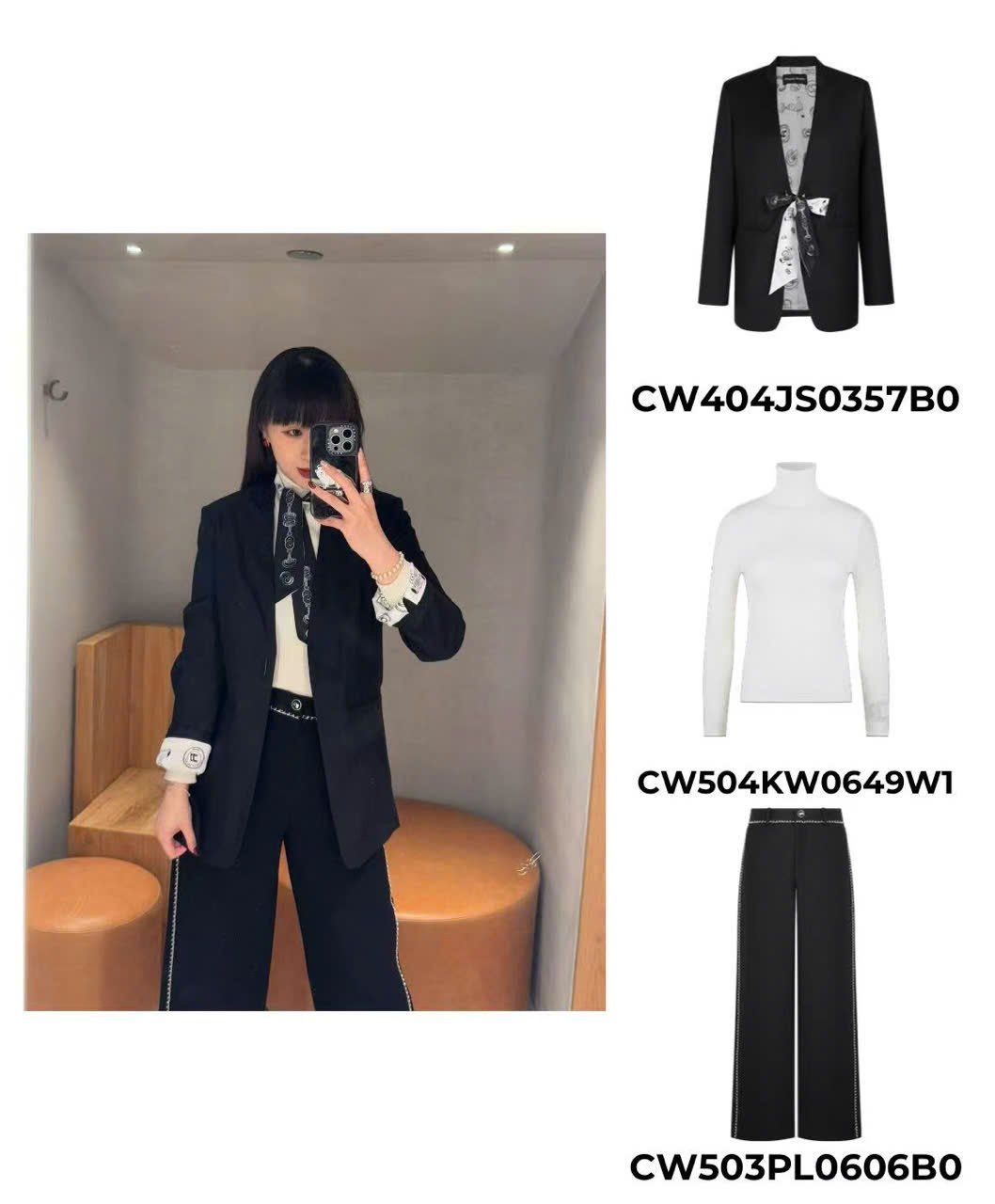 Áo vest đen - kèm dây nơ trắng
