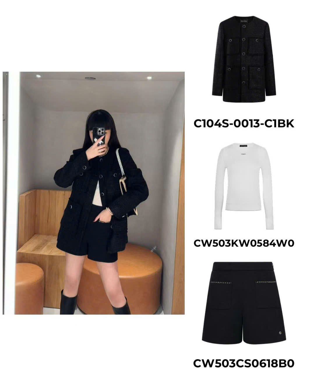 Áo dạ tweed đen dài