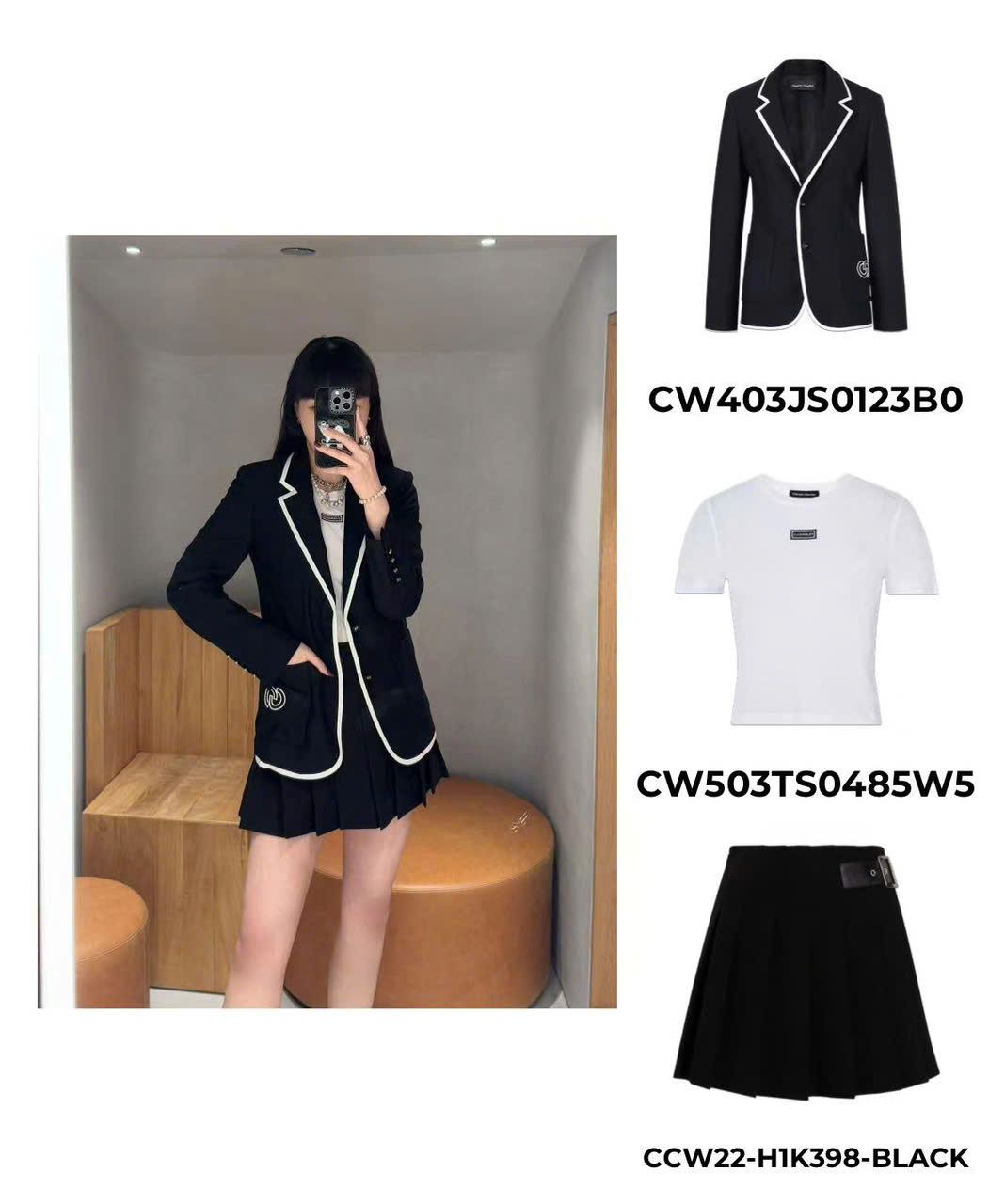 Áo Vest đen viền trắng