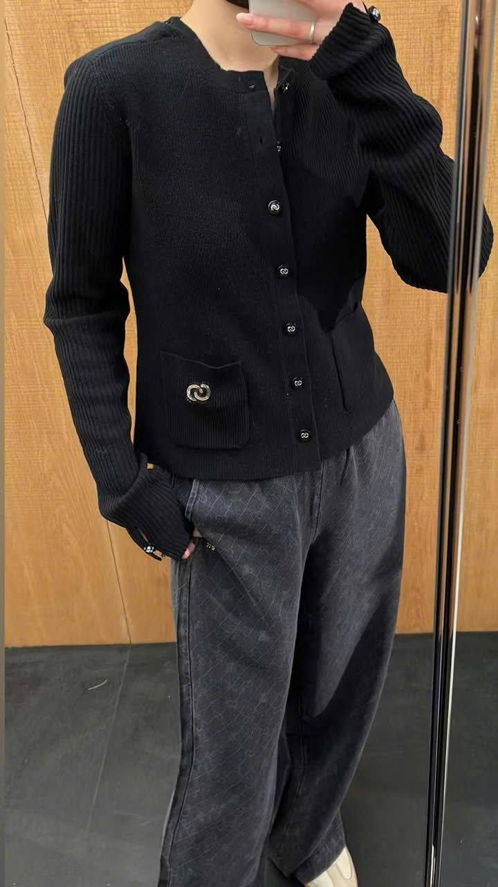 CDG Đen len Logo túi trắng Sequin