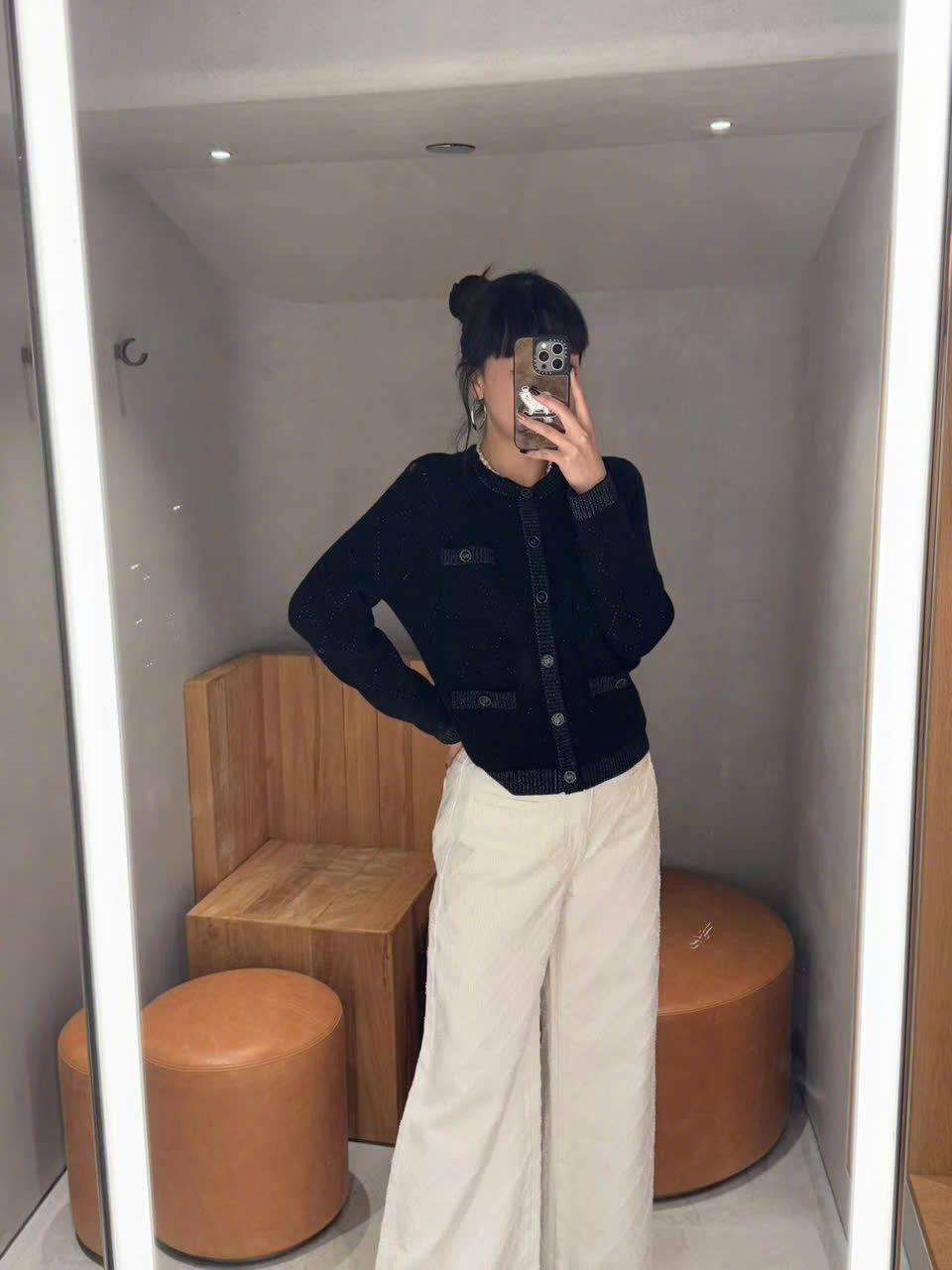 Áo CDG đen viền xám -4 túi