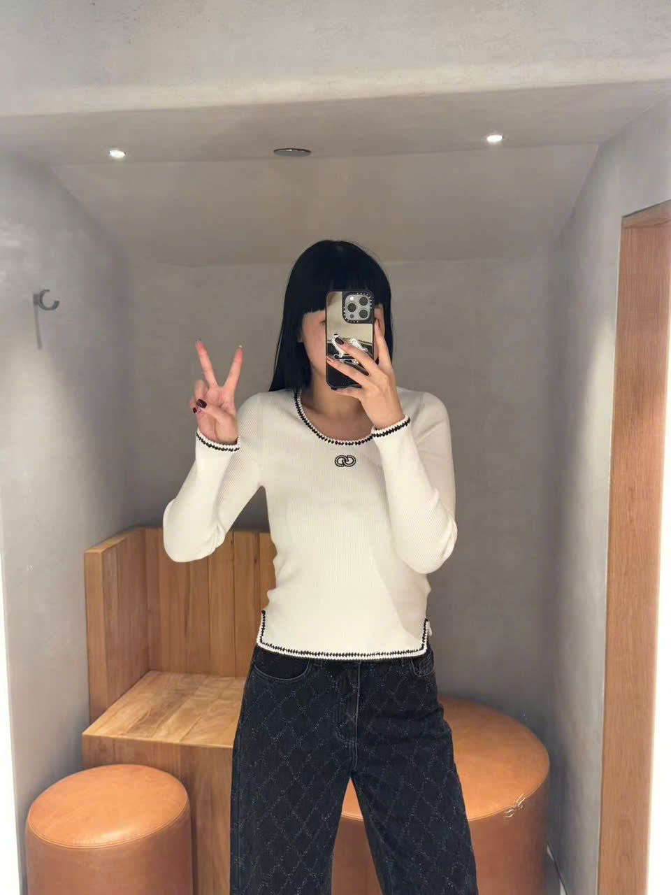 Áo thun tăm trắng dài tay