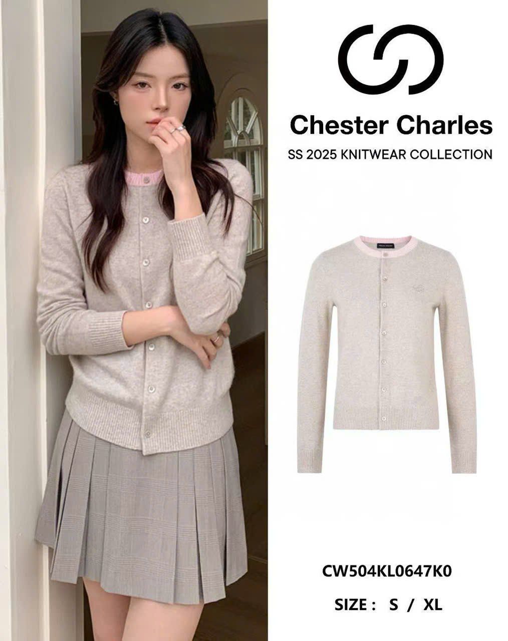 CDG xám cổ hồng chữ lồng CC