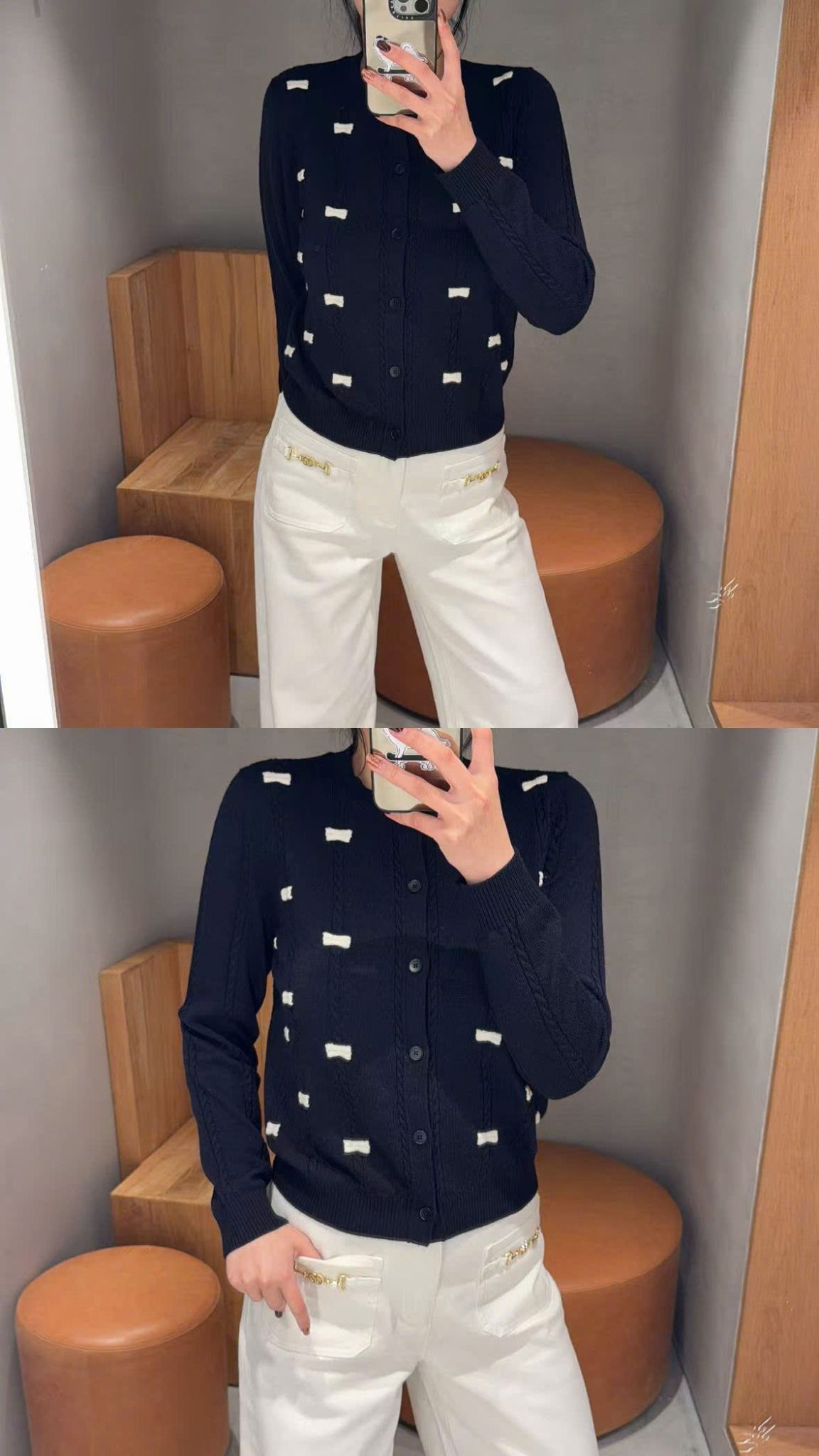 CDG đen nơ trắng