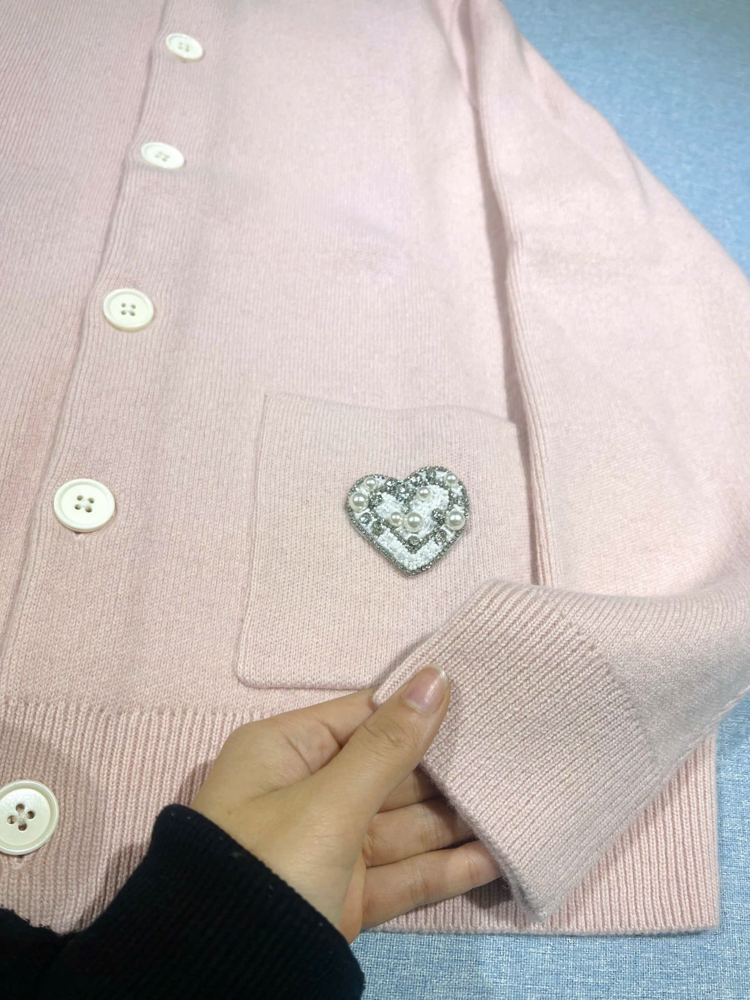 CDG hồng, túi đính tim ngọc