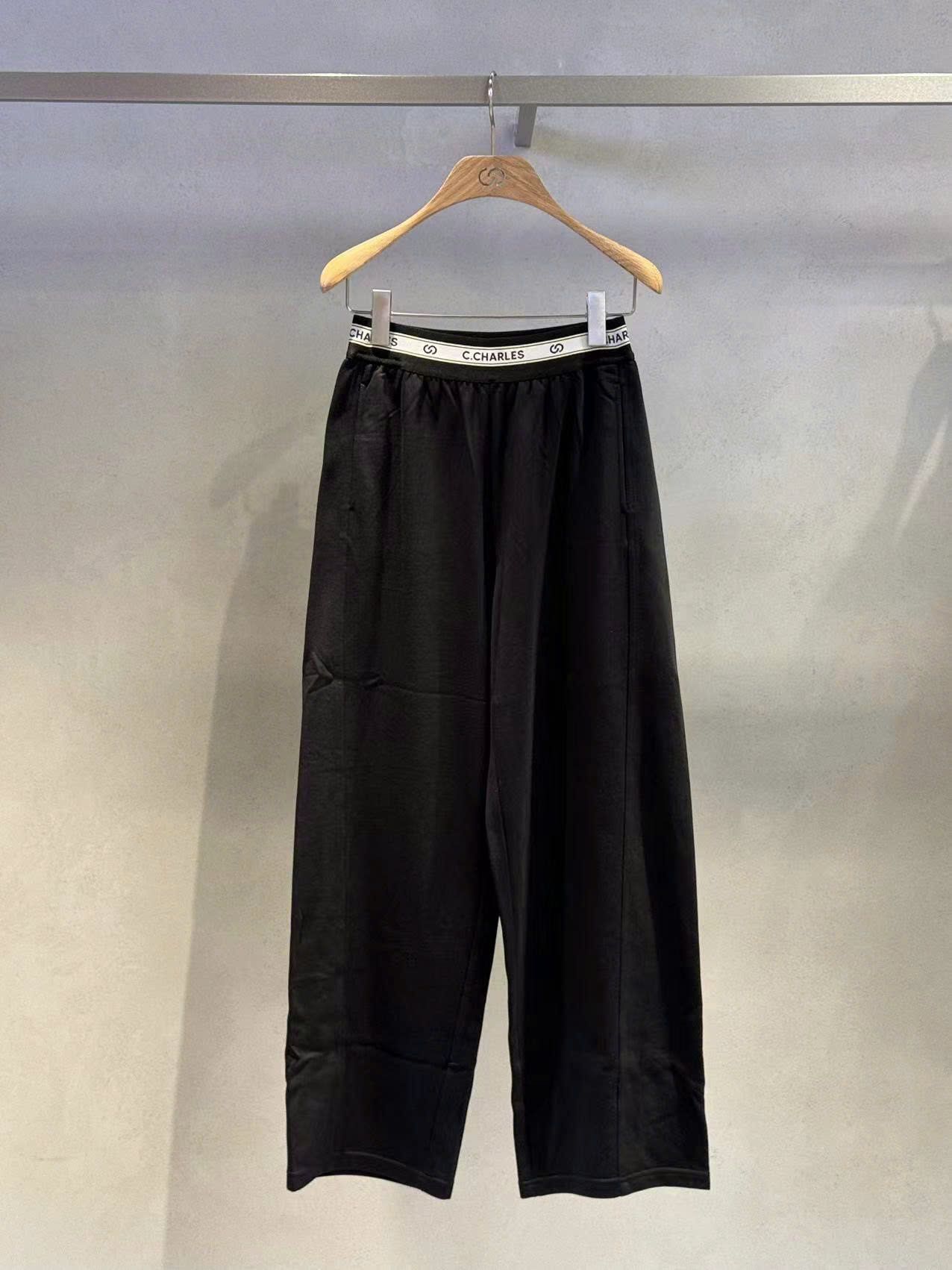 Quần thun cotton đen - cạp chun chữ