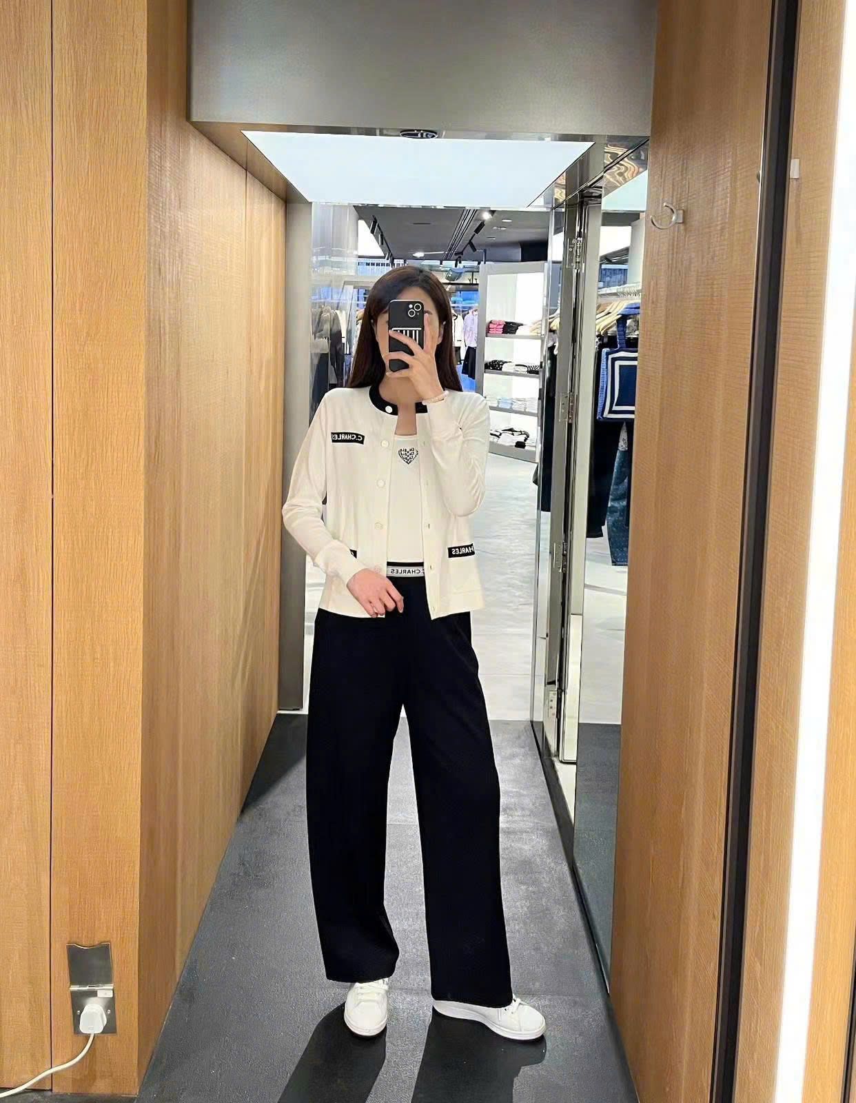 Quần thun cotton đen - cạp chun chữ