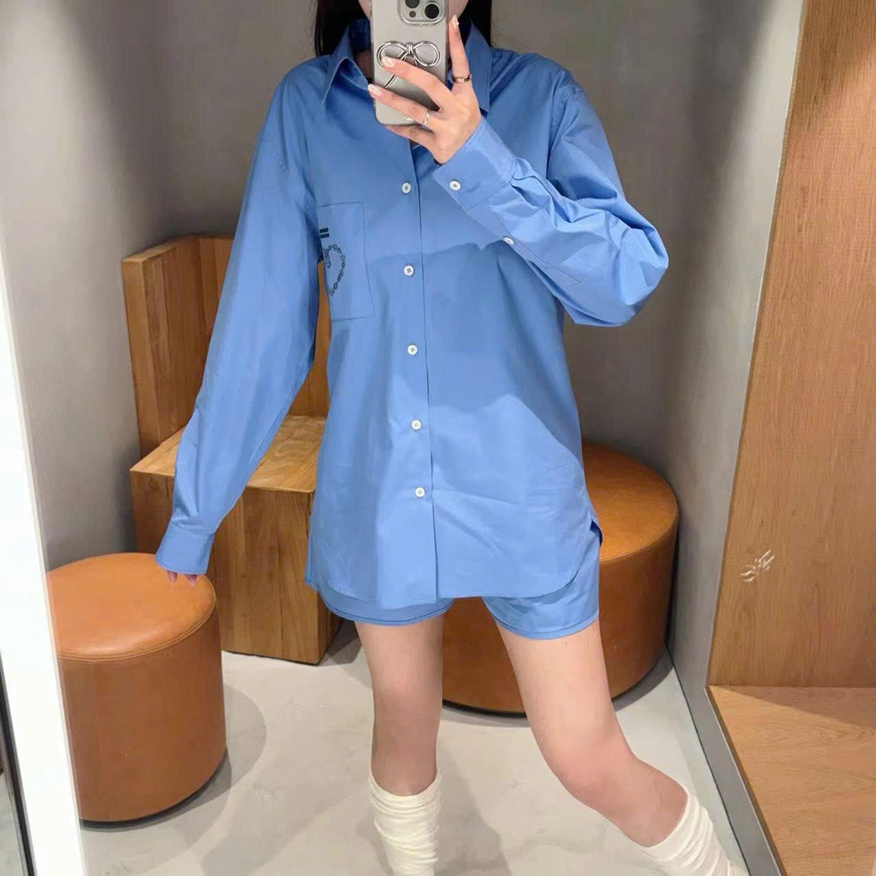 Sơ mi xanh - tim túi ngực (SET)